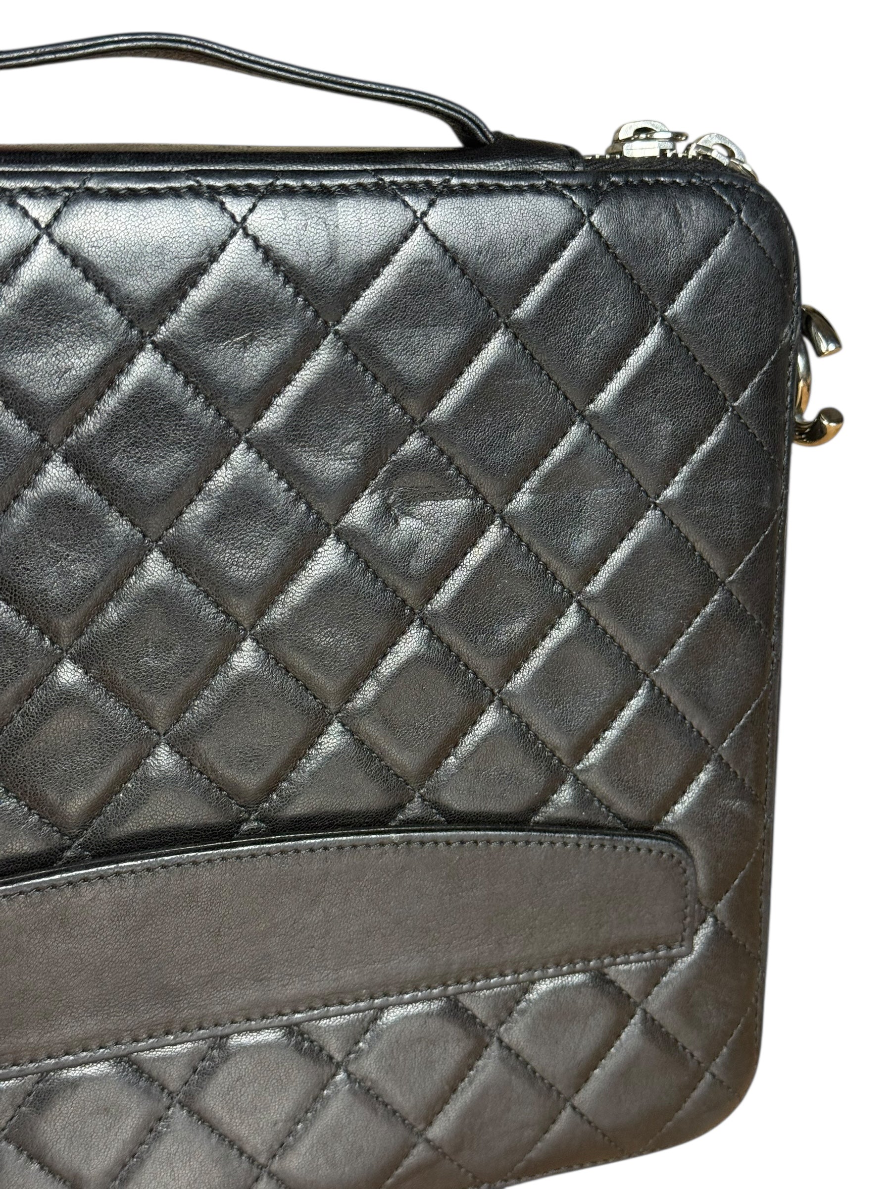 Chanel Black Quilted Caviar Leather Tablet Clutch Case - Image 23