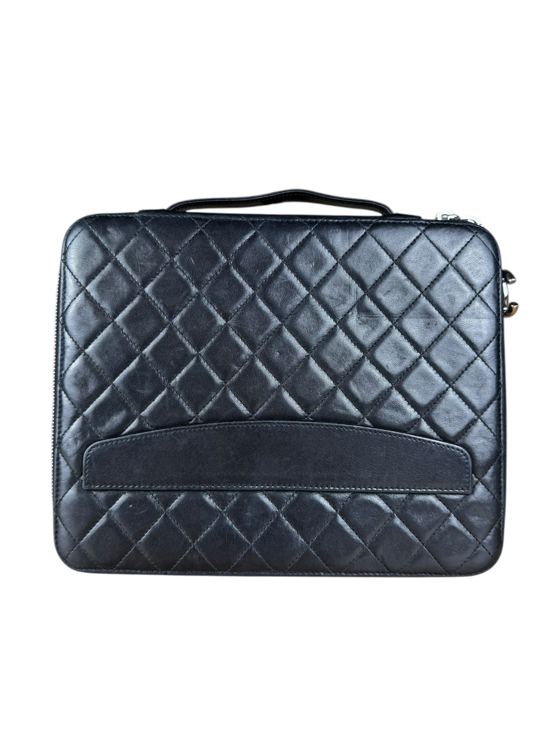 Chanel Black Quilted Caviar Leather Tablet Clutch Case - Image 3