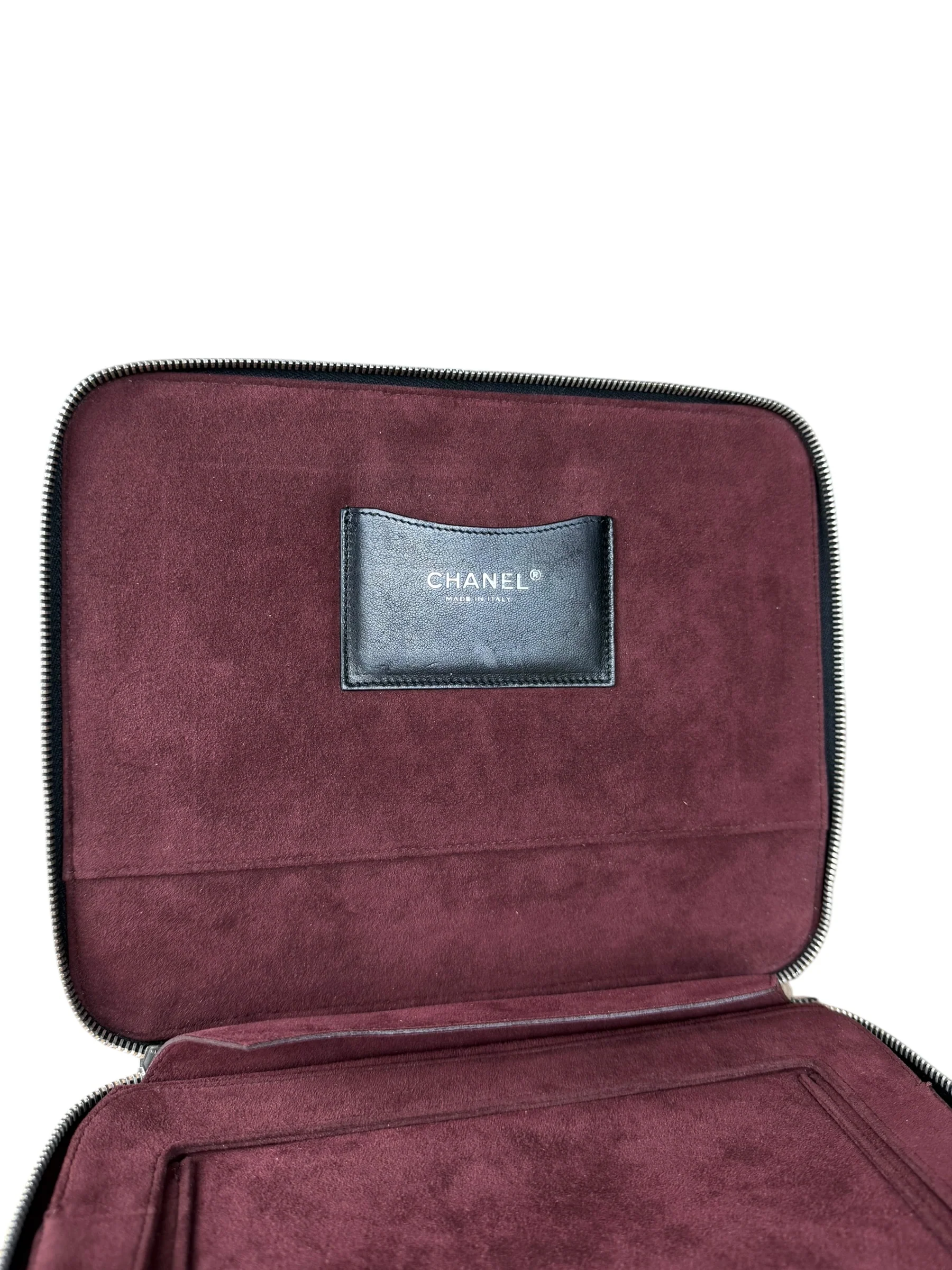 Chanel Black Quilted Caviar Leather Tablet Clutch Case - Image 4