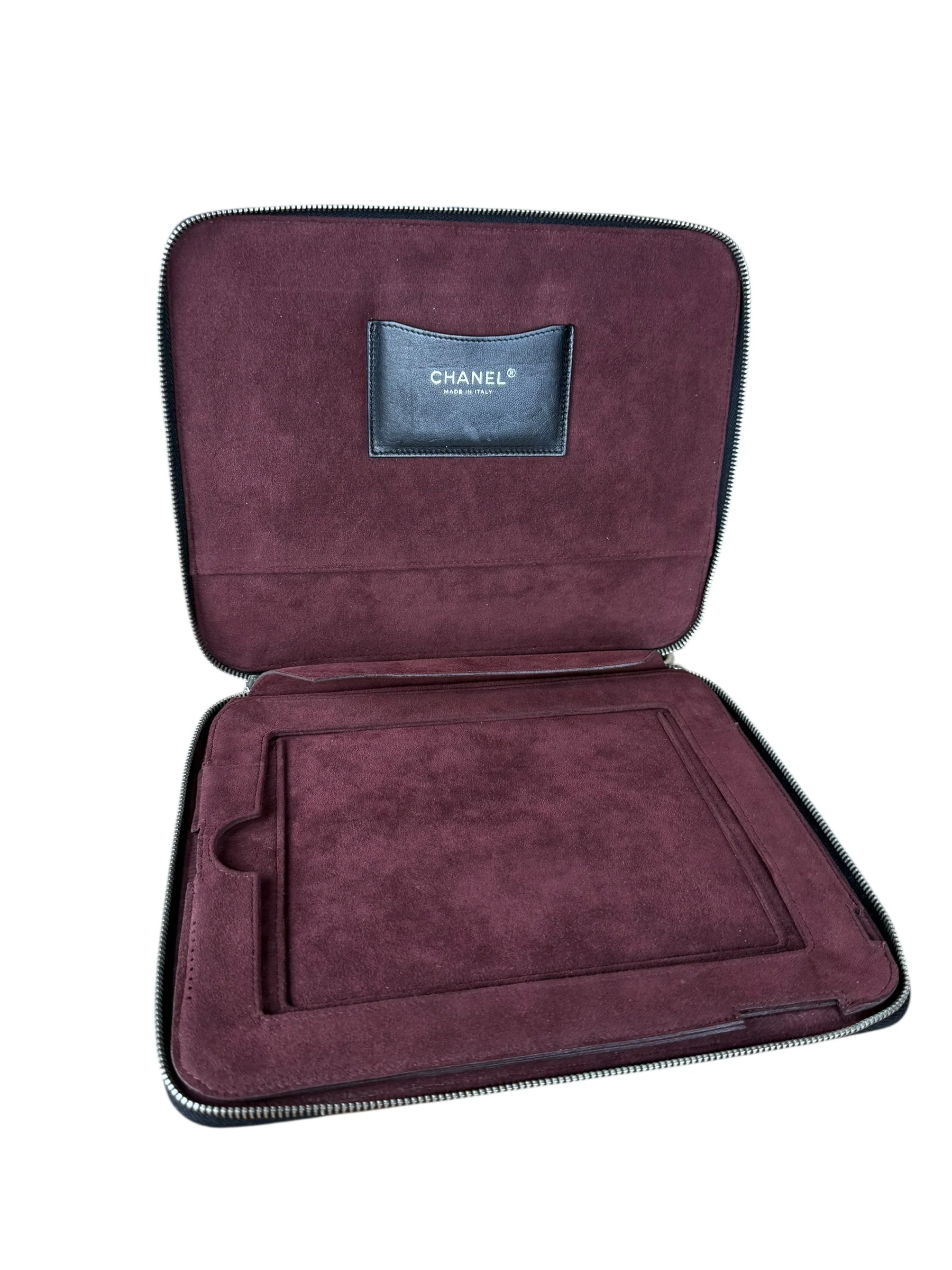Chanel Black Quilted Caviar Leather Tablet Clutch Case - Image 5