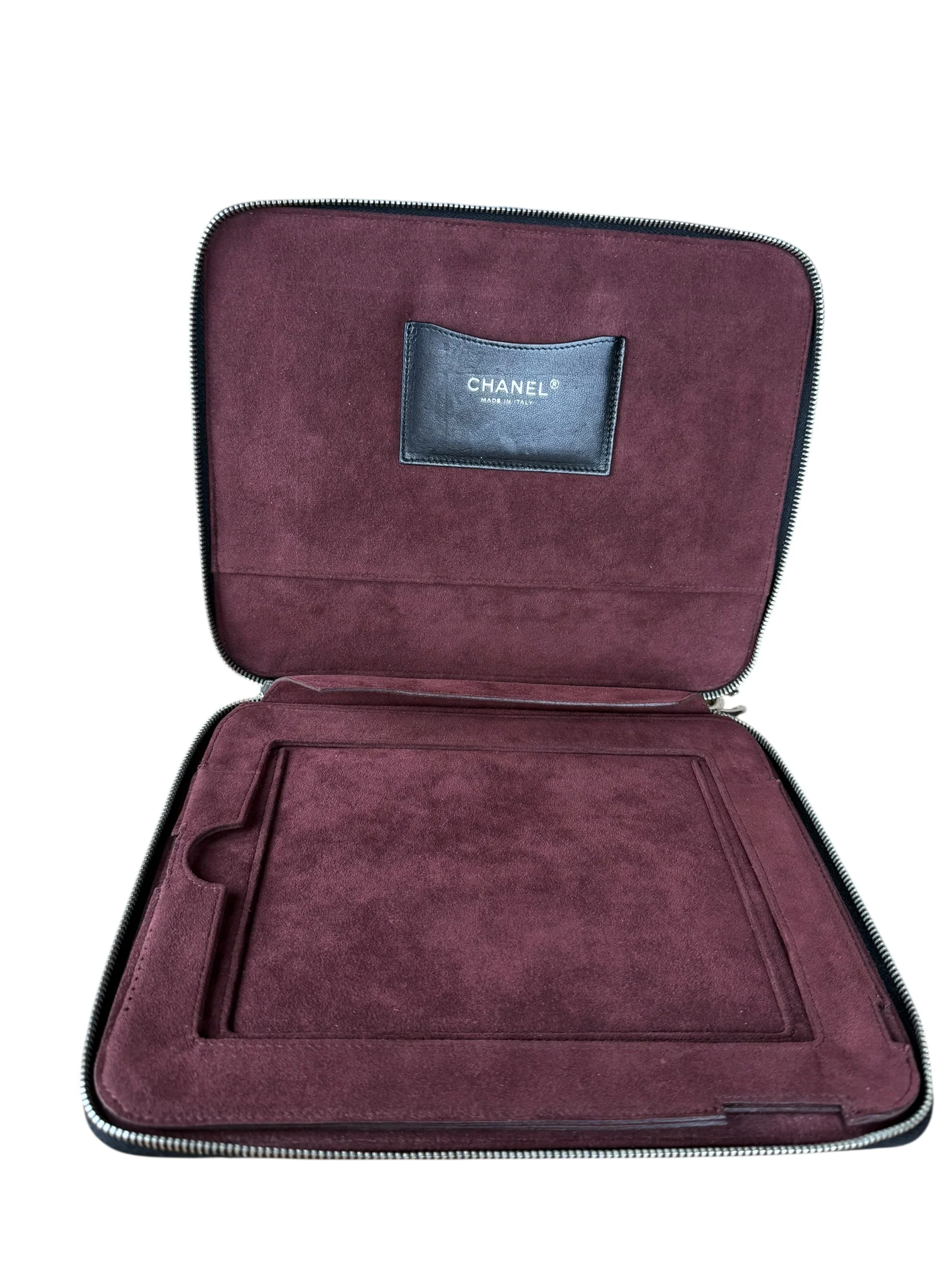 Chanel Black Quilted Caviar Leather Tablet Clutch Case - Image 6