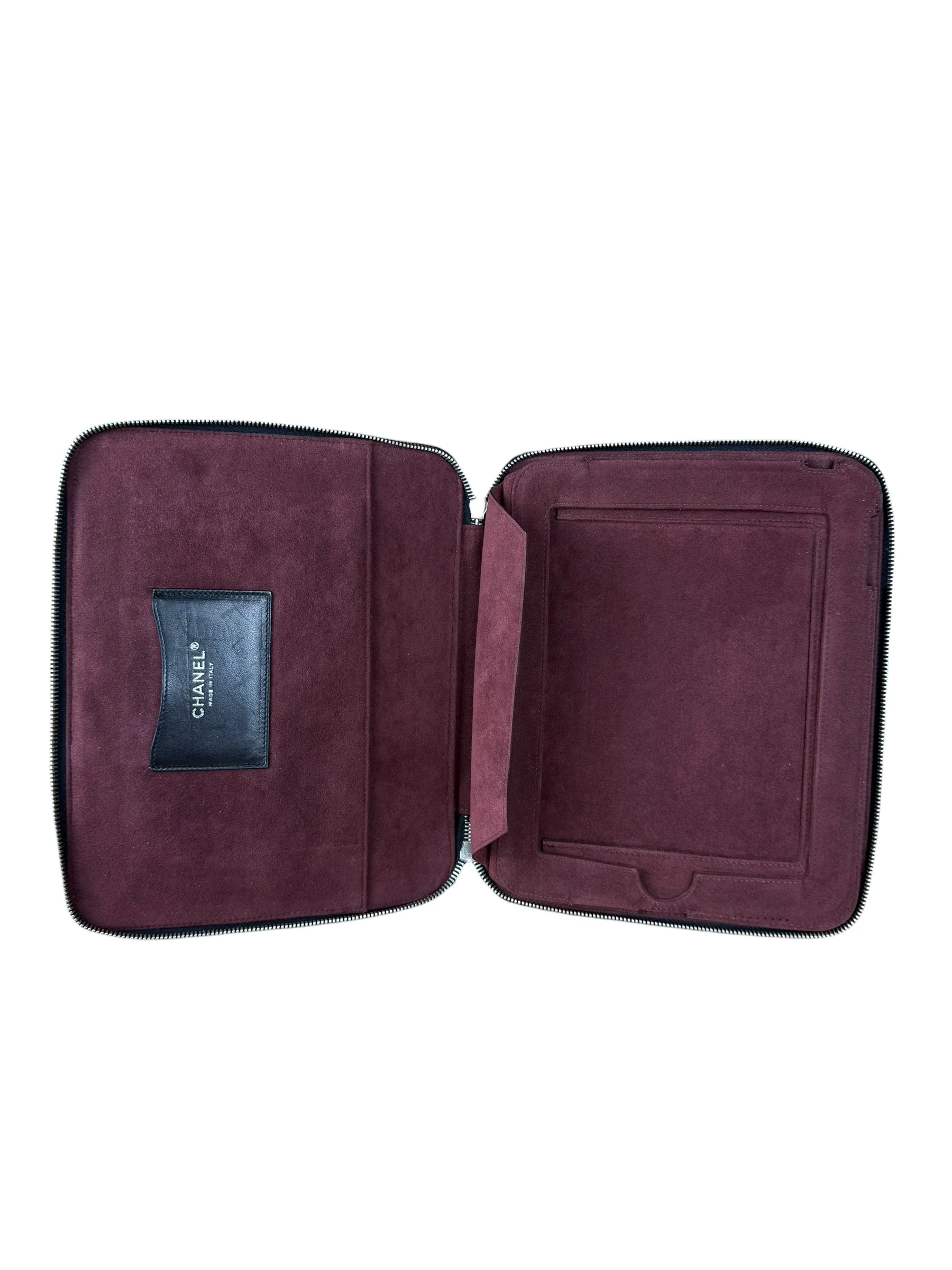 Chanel Black Quilted Caviar Leather Tablet Clutch Case - Image 8