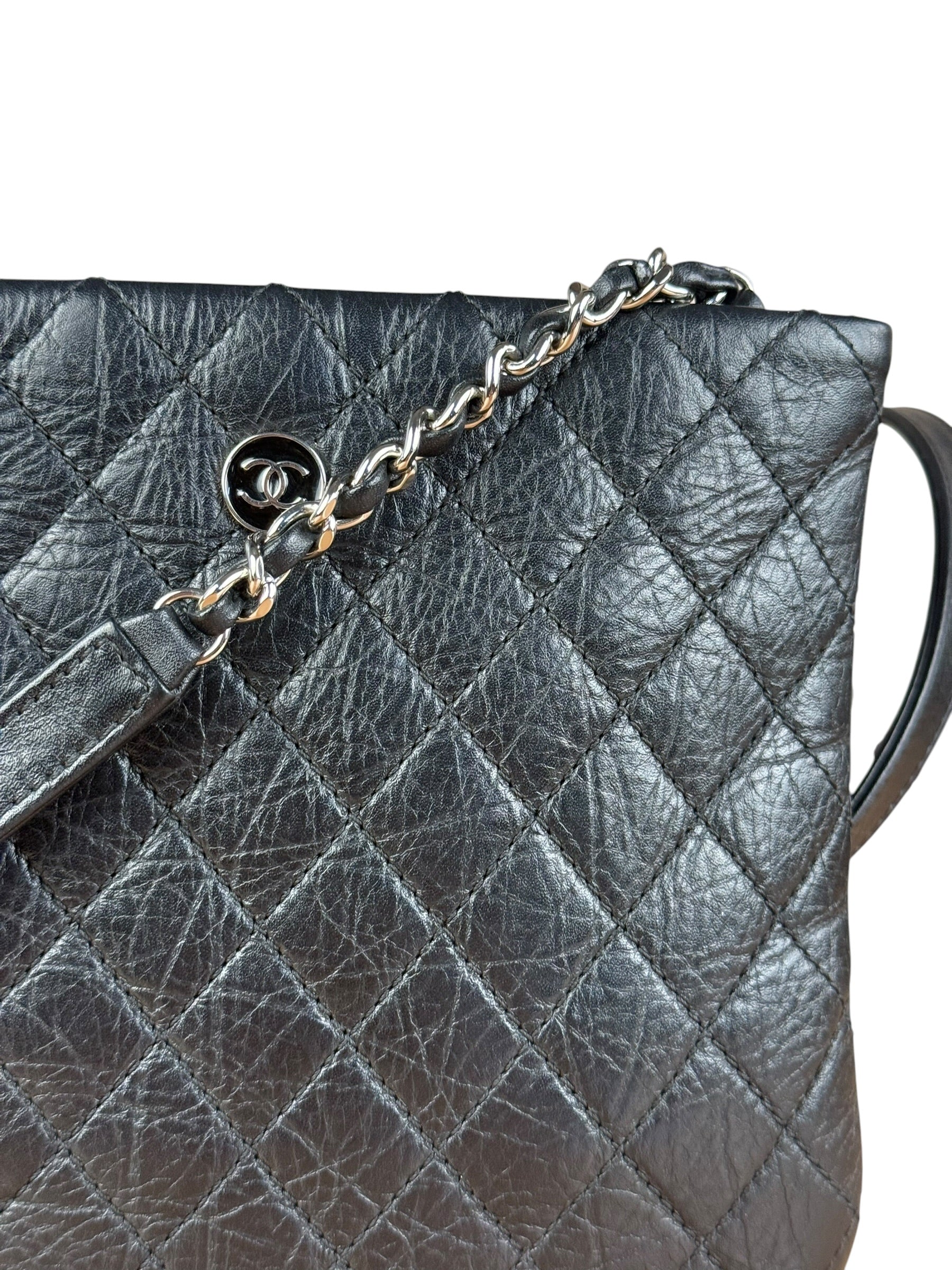 Chanel Black Quilted Leather Uniform Chain Crossbody 2018 - Image 2