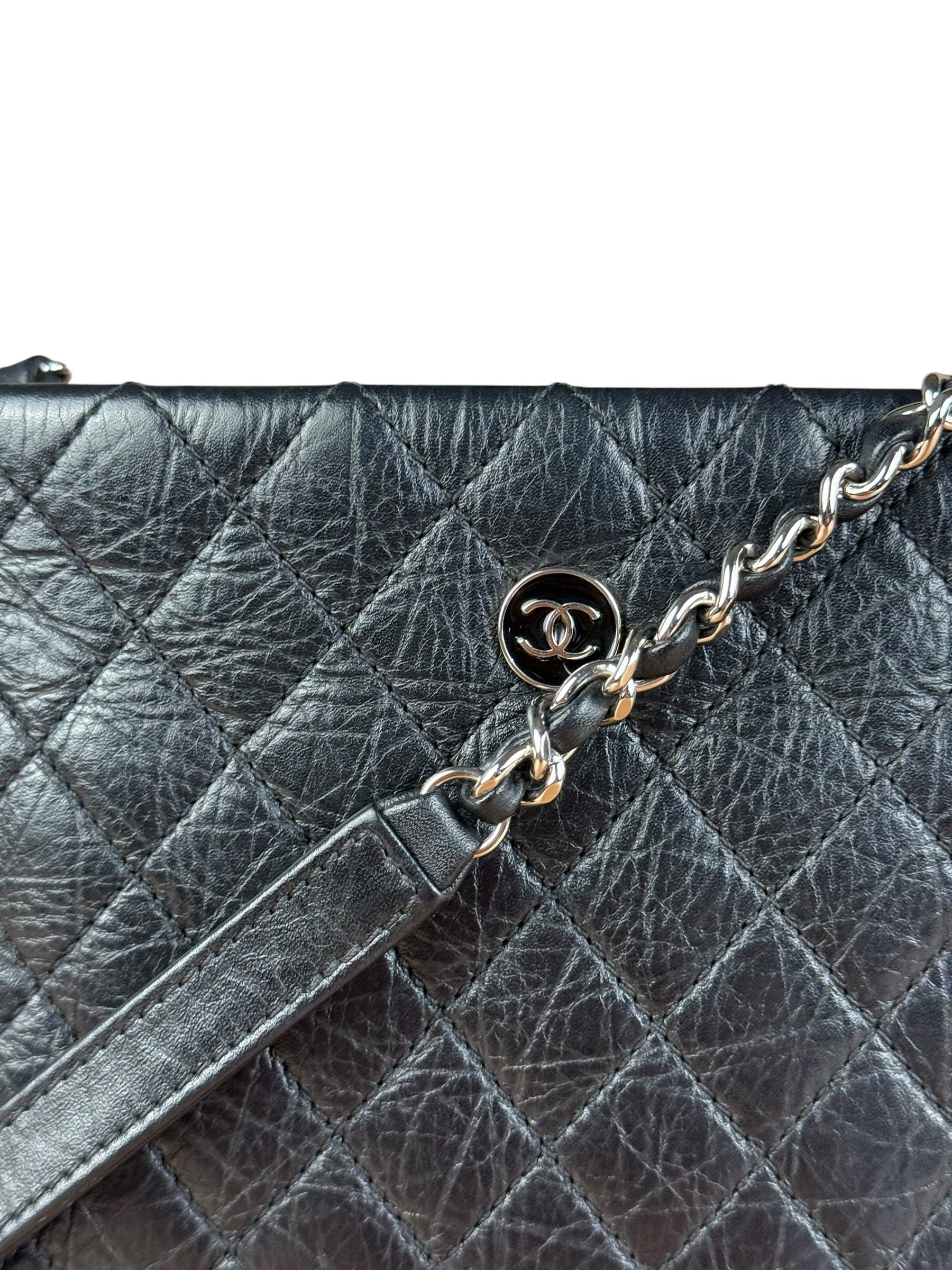 Chanel Black Quilted Leather Uniform Chain Crossbody 2018 - Image 3