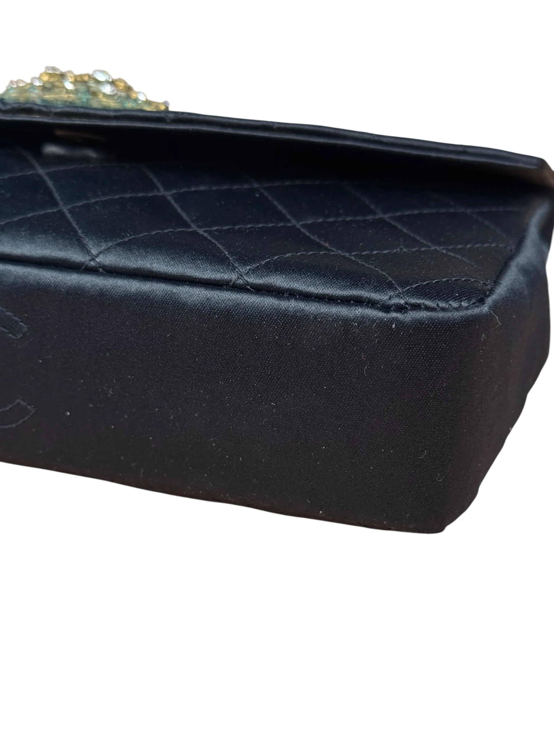 Chanel Black Quilted Satin Gripoix 1986 - Image 11