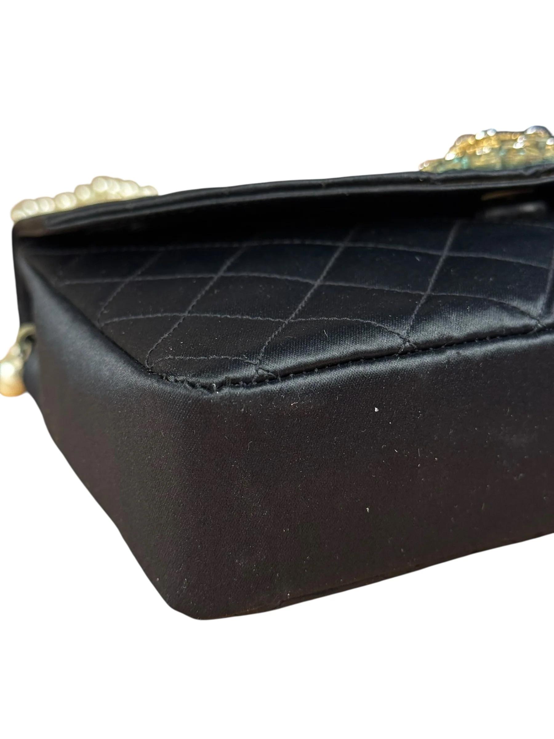 Chanel Black Quilted Satin Gripoix 1986 - Image 12
