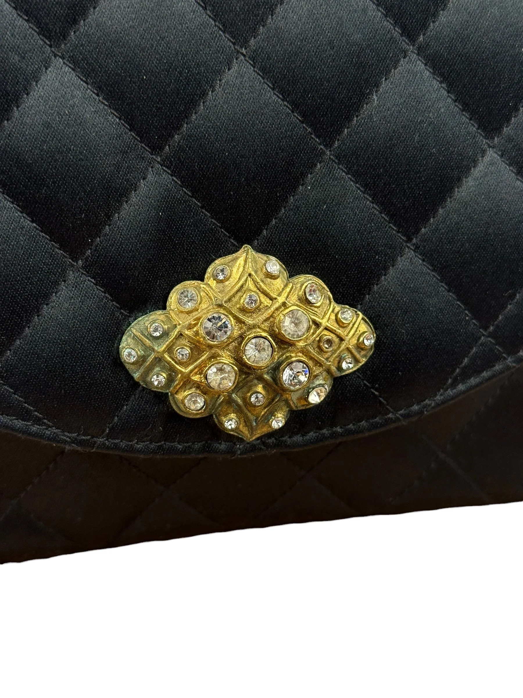 Chanel Black Quilted Satin Gripoix 1986 - Image 13
