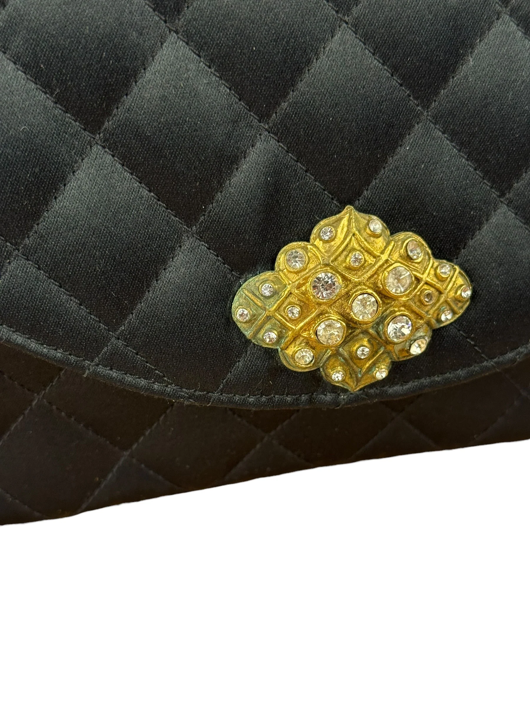 Chanel Black Quilted Satin Gripoix 1986 - Image 4