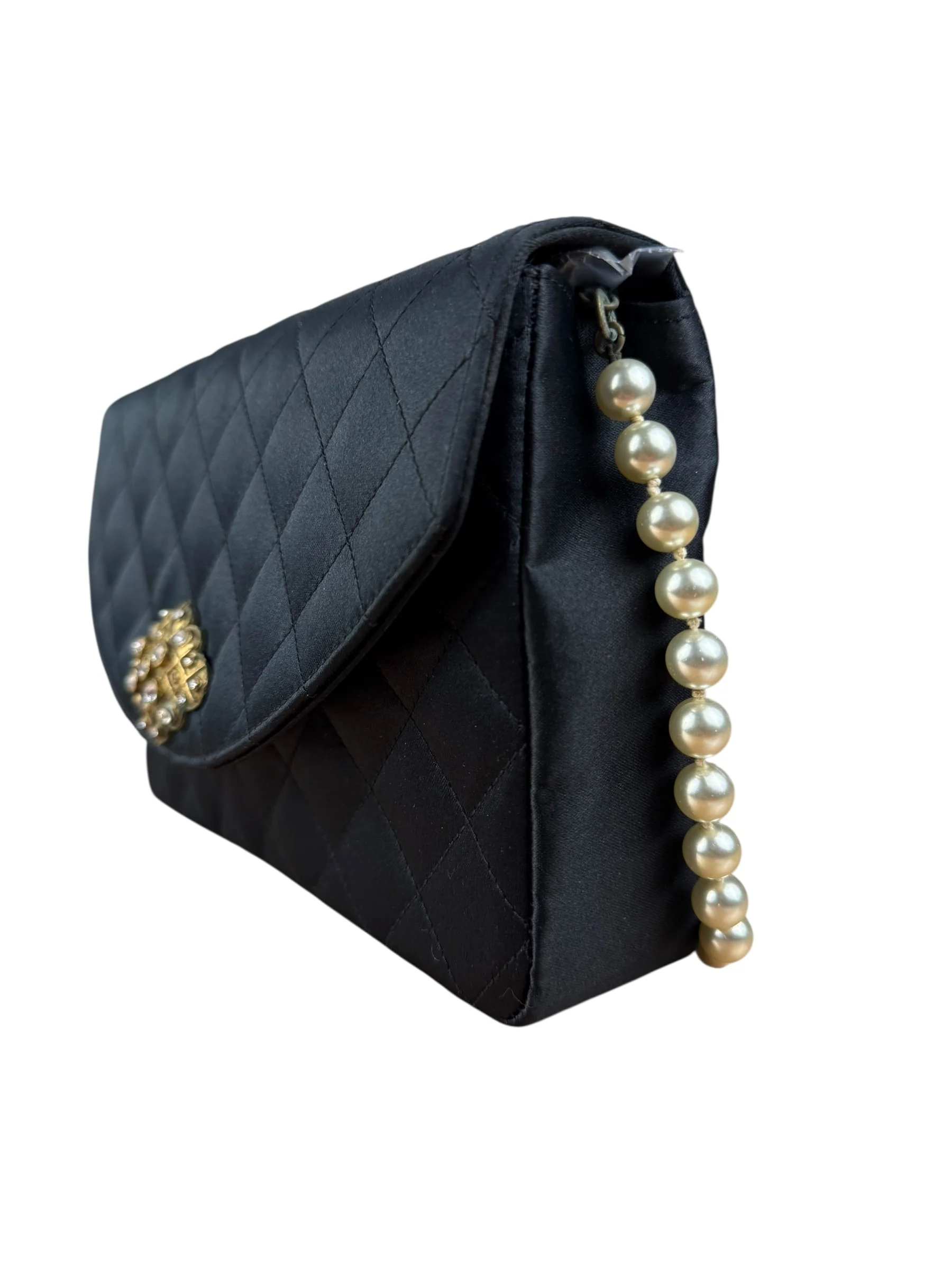 Chanel Black Quilted Satin Gripoix 1986 - Image 5
