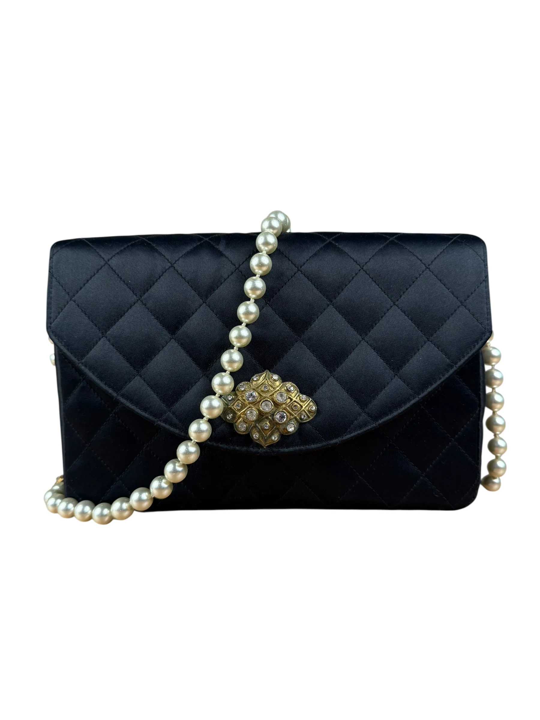 Chanel Black Quilted Satin Gripoix 1986 - Image 7
