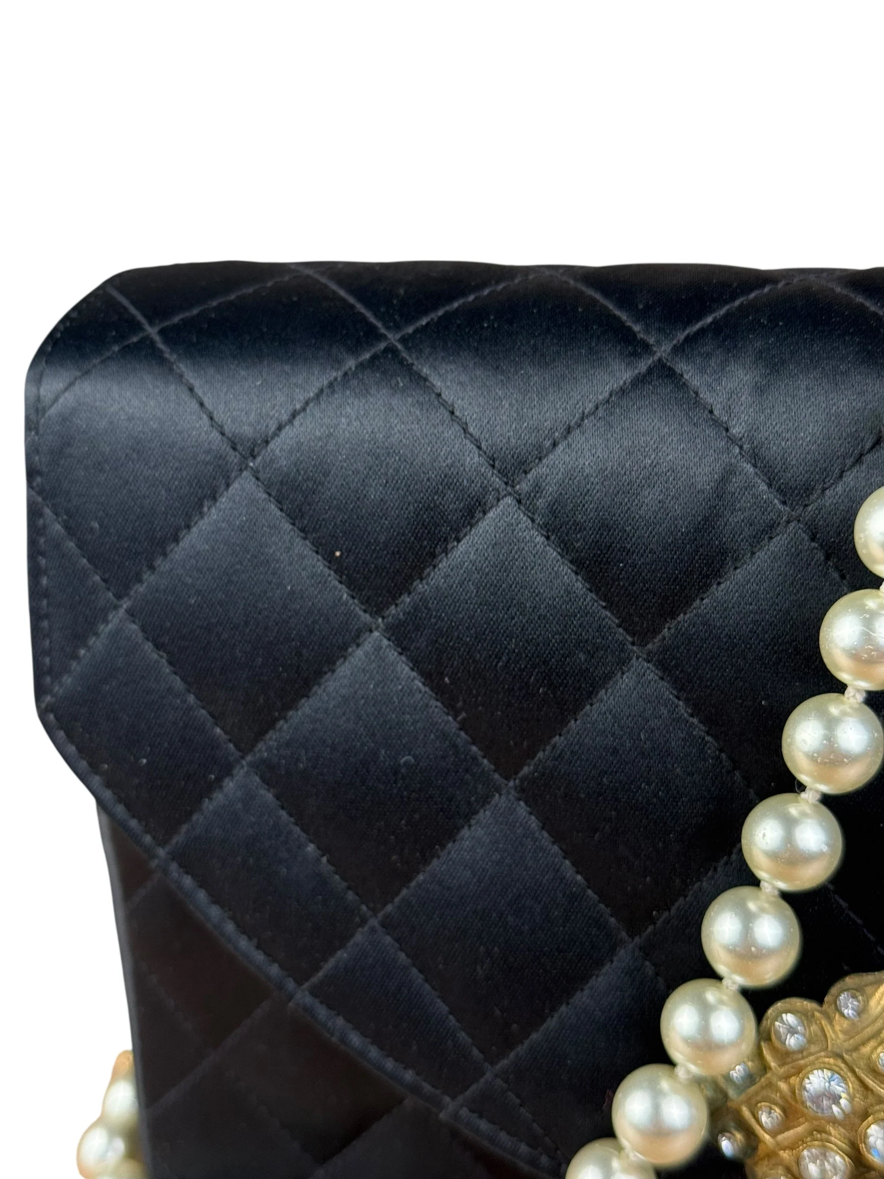Chanel Black Quilted Satin Gripoix 1986 - Image 8