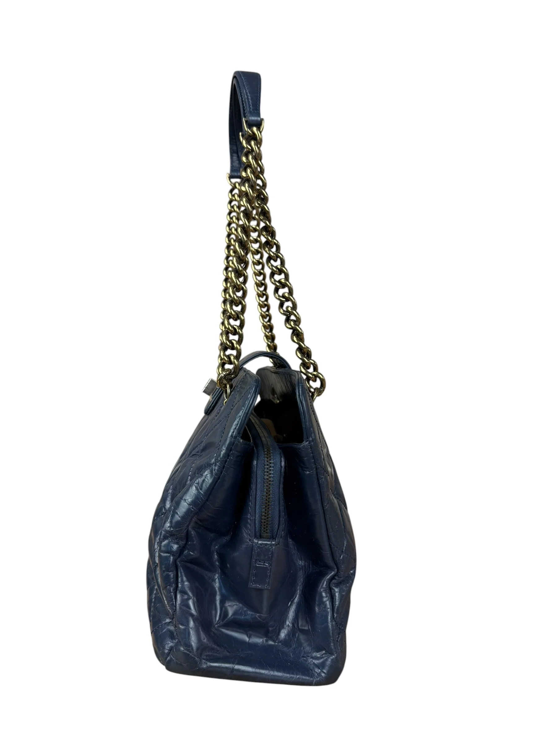 Chanel Blue Aged Quilted 2.55 Leather Chain Tote 2011 - Image 6