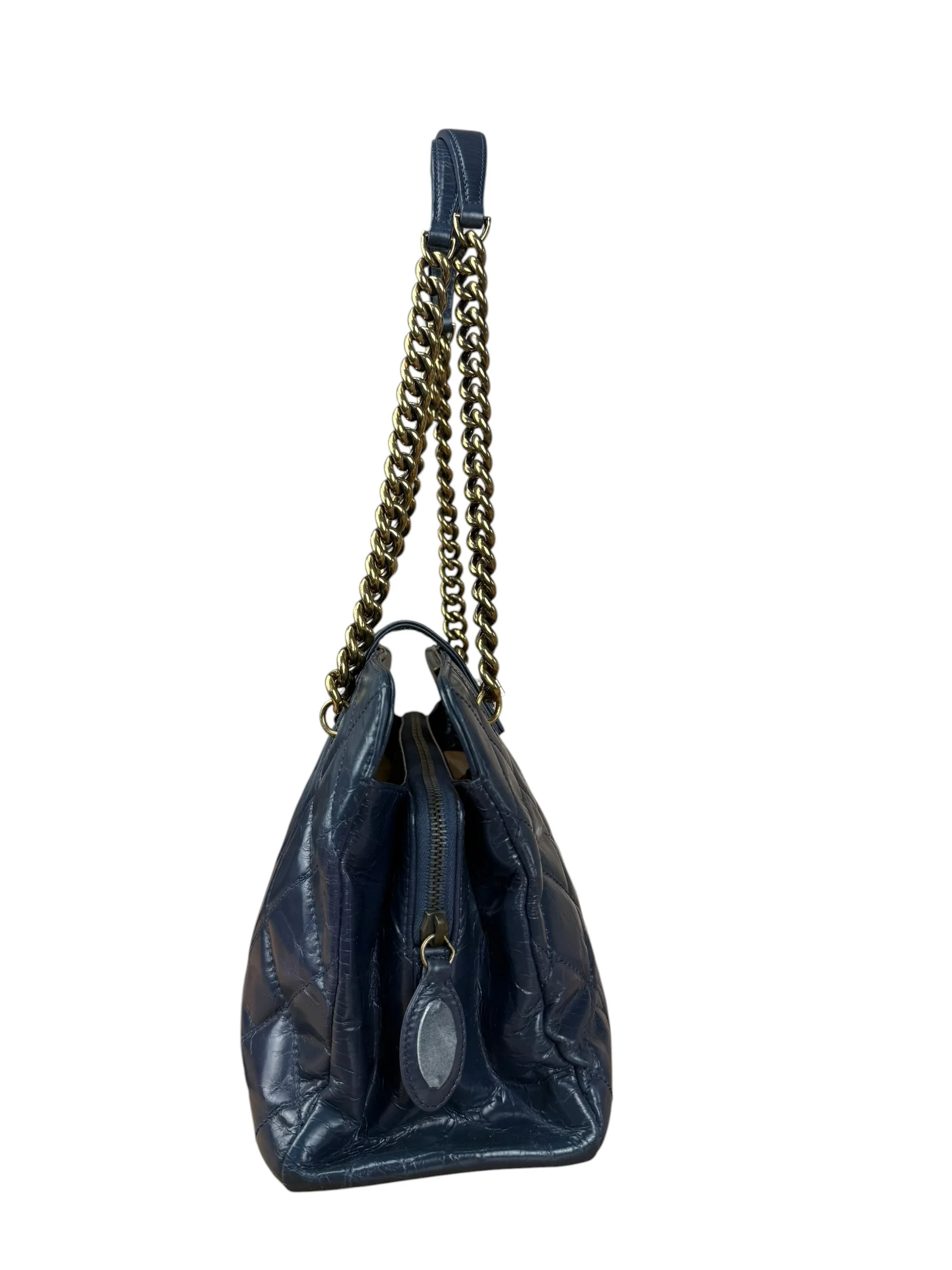Chanel Blue Aged Quilted 2.55 Leather Chain Tote 2011 - Image 7