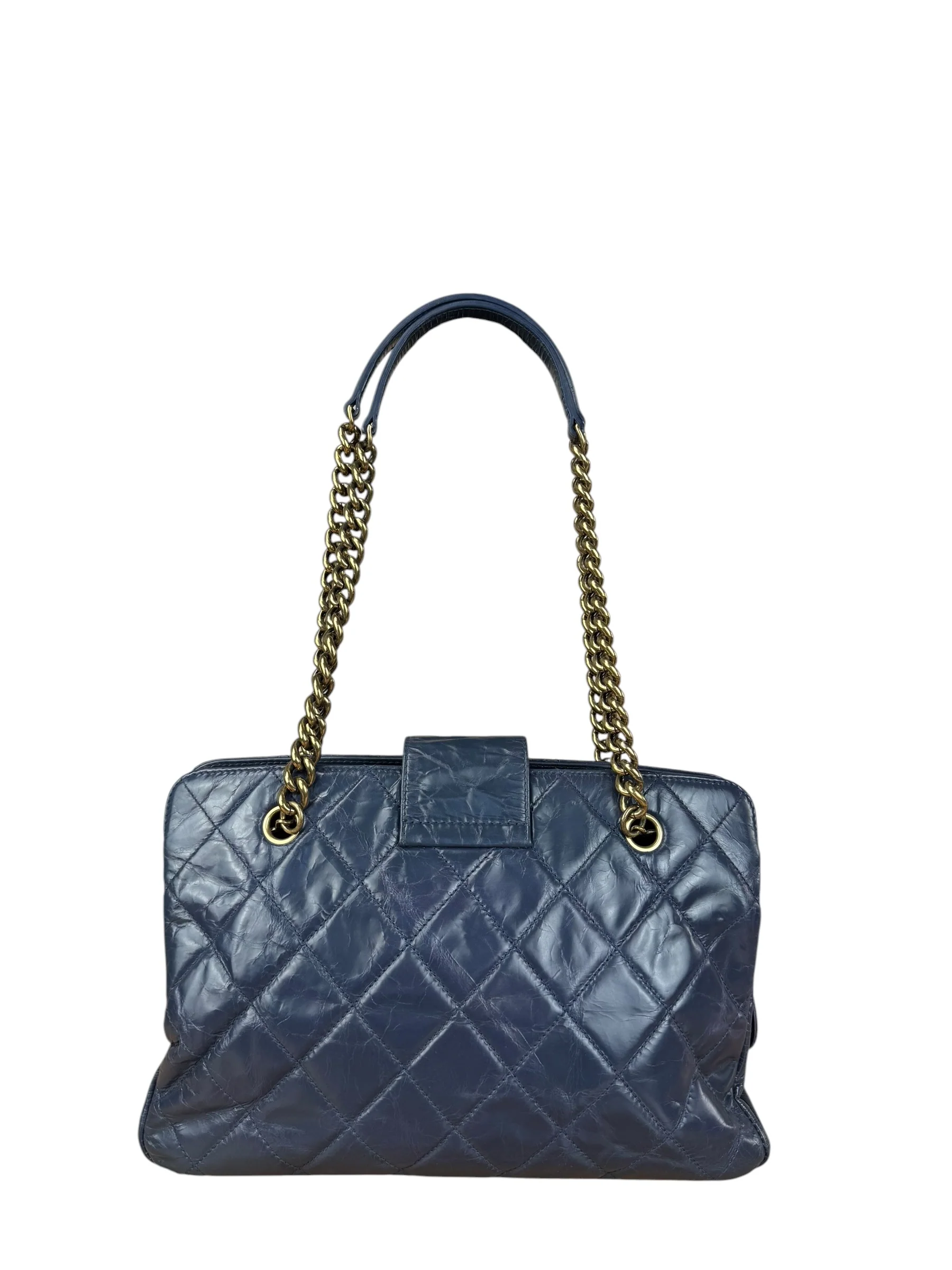 Chanel Blue Aged Quilted 2.55 Leather Chain Tote 2011 - Image 8