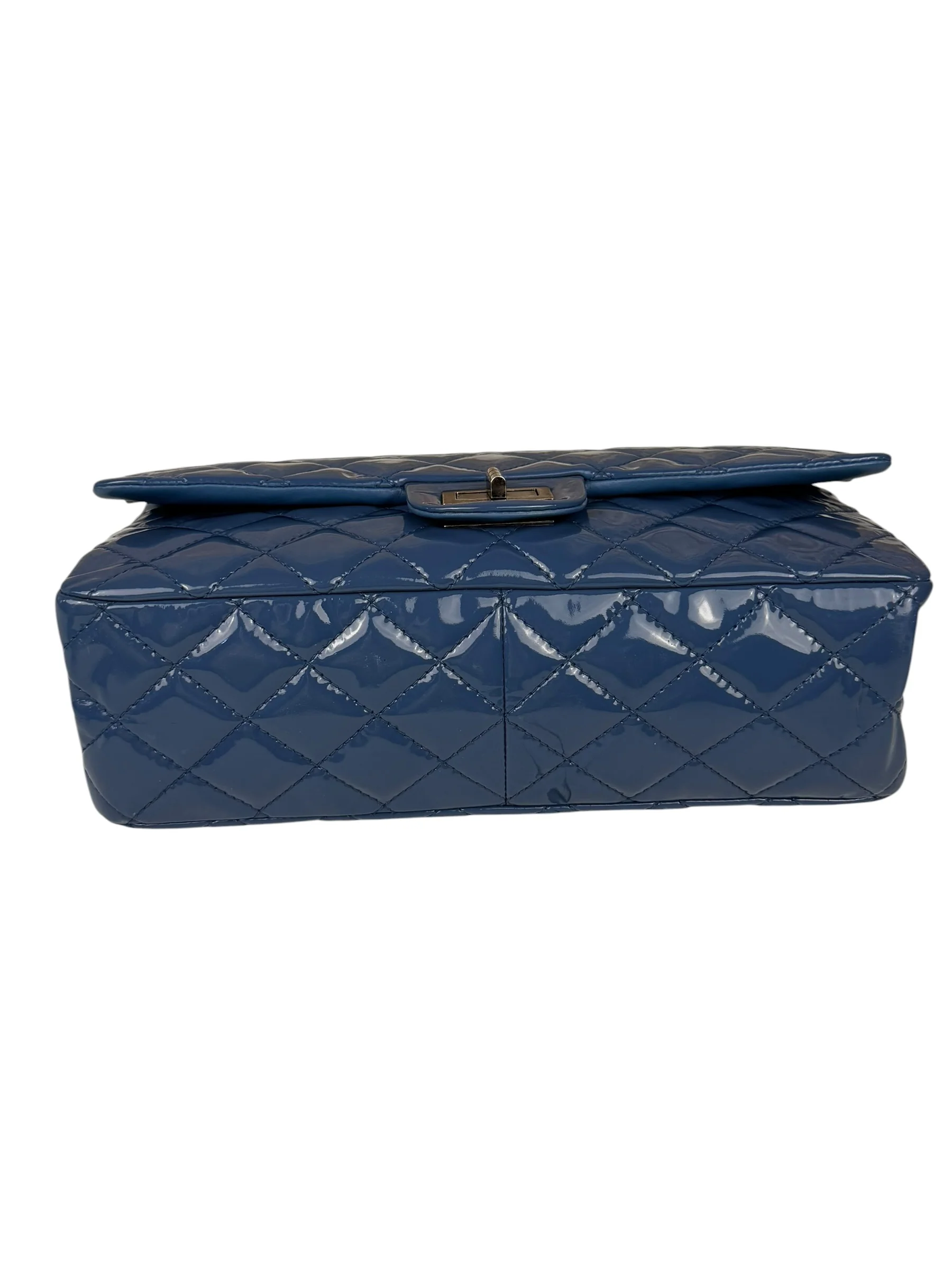Chanel Blue Patent Quilted Jumbo Classic 2.55 Double Flap Bag 2011 - Image 12