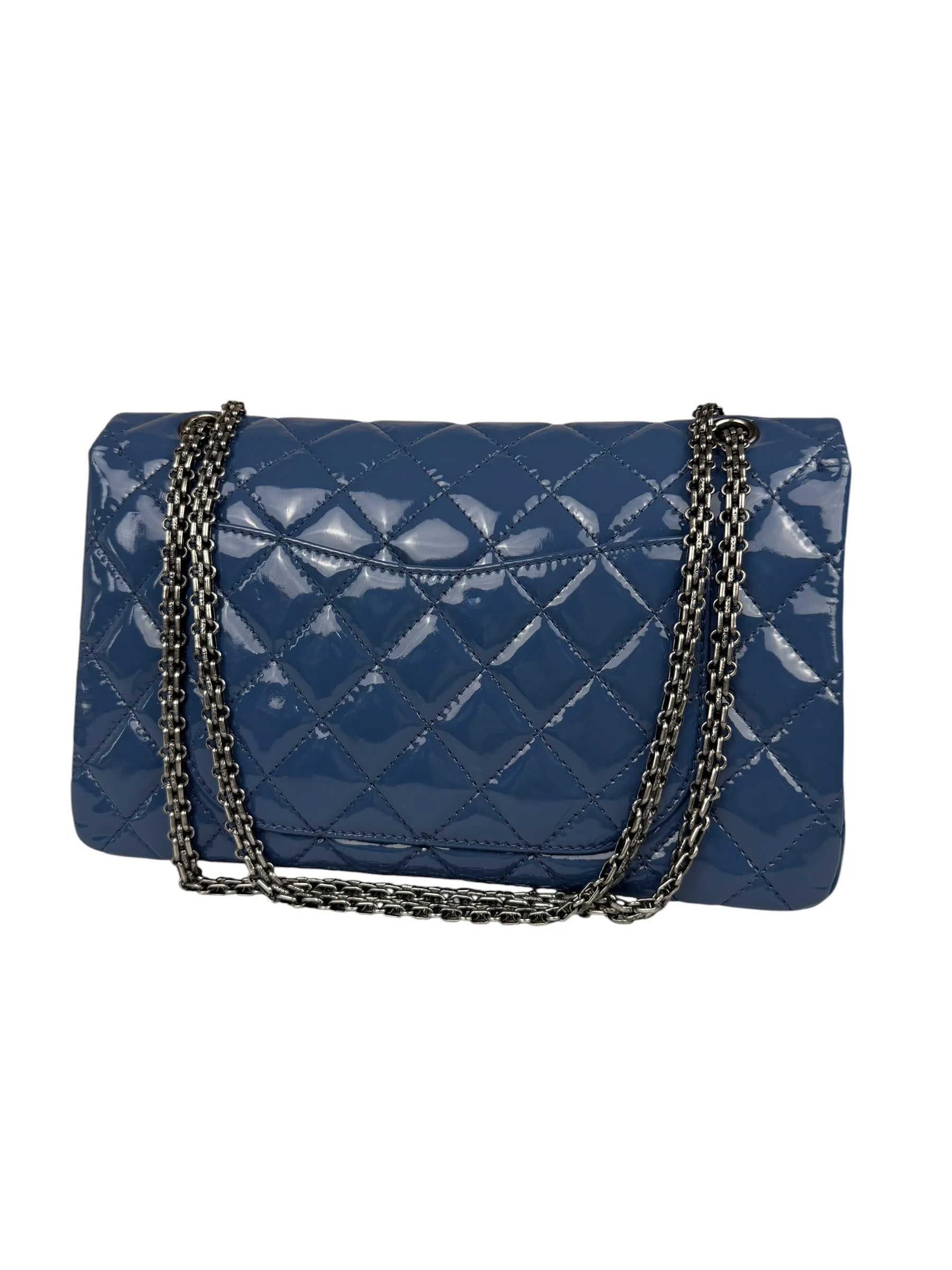 Chanel Blue Patent Quilted Jumbo Classic 2.55 Double Flap Bag 2011 - Image 7