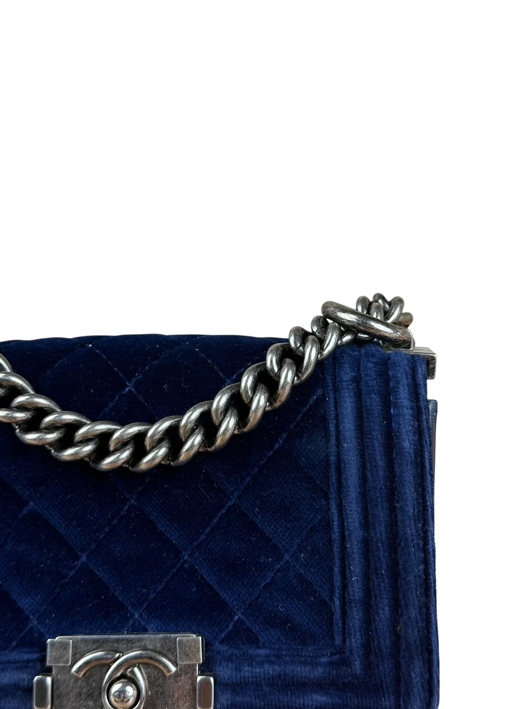Chanel Blue Velvet Quilted Mini Boy Bag 2012 - Image 2