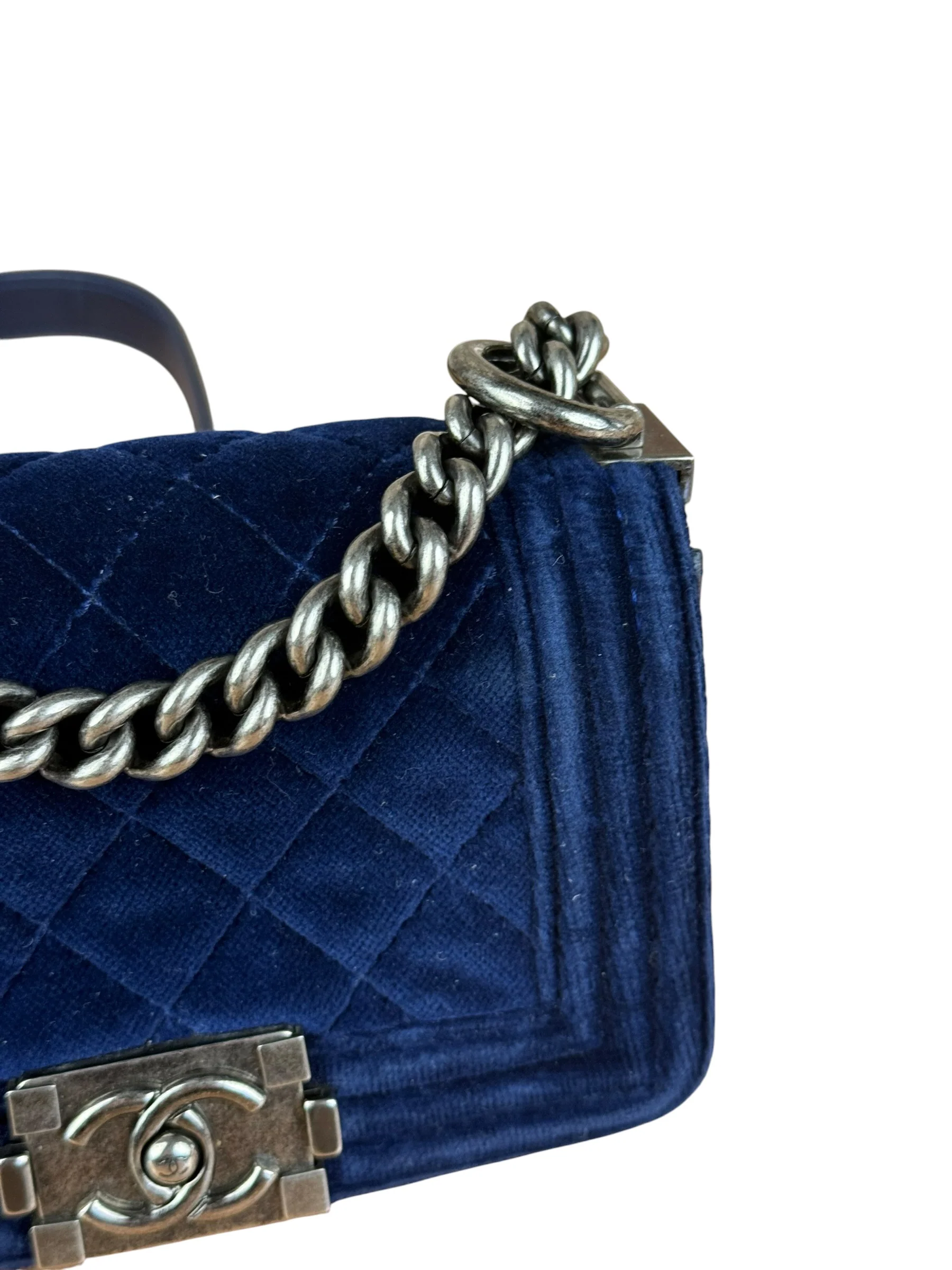 Chanel Blue Velvet Quilted Mini Boy Bag 2012 - Image 5