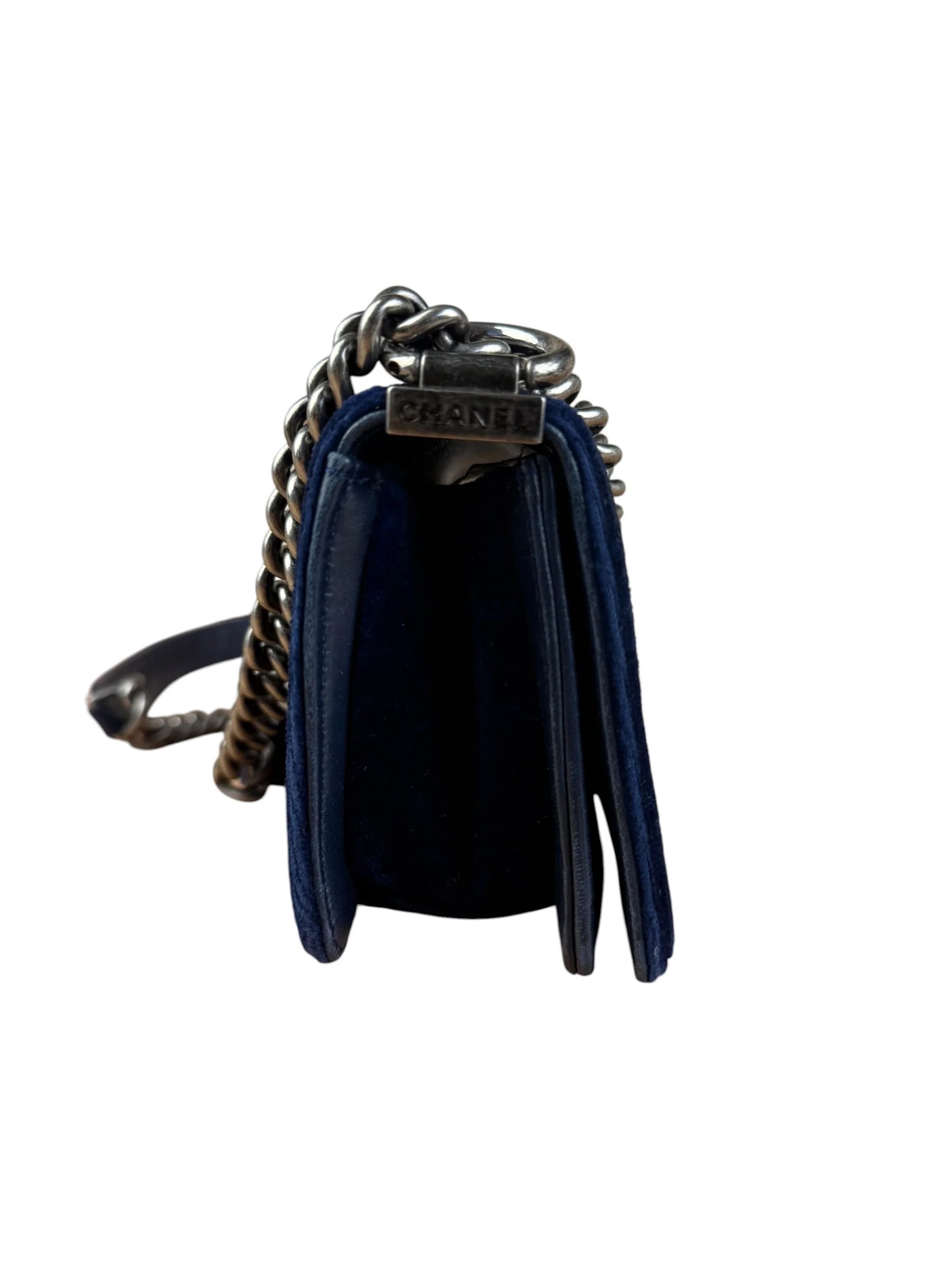 Chanel Blue Velvet Quilted Mini Boy Bag 2012 - Image 7
