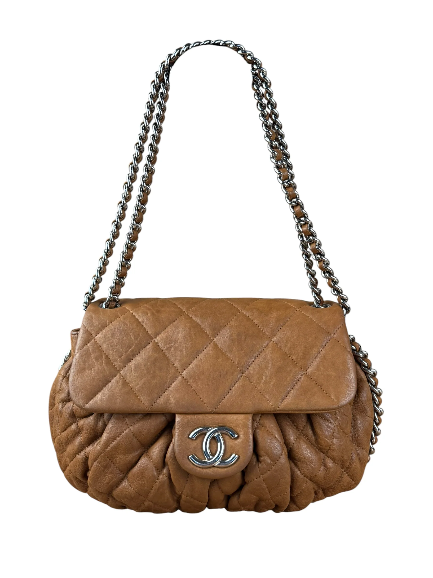 Chanel Brown Quilted Leather Chain Around Flap Bag 2010
