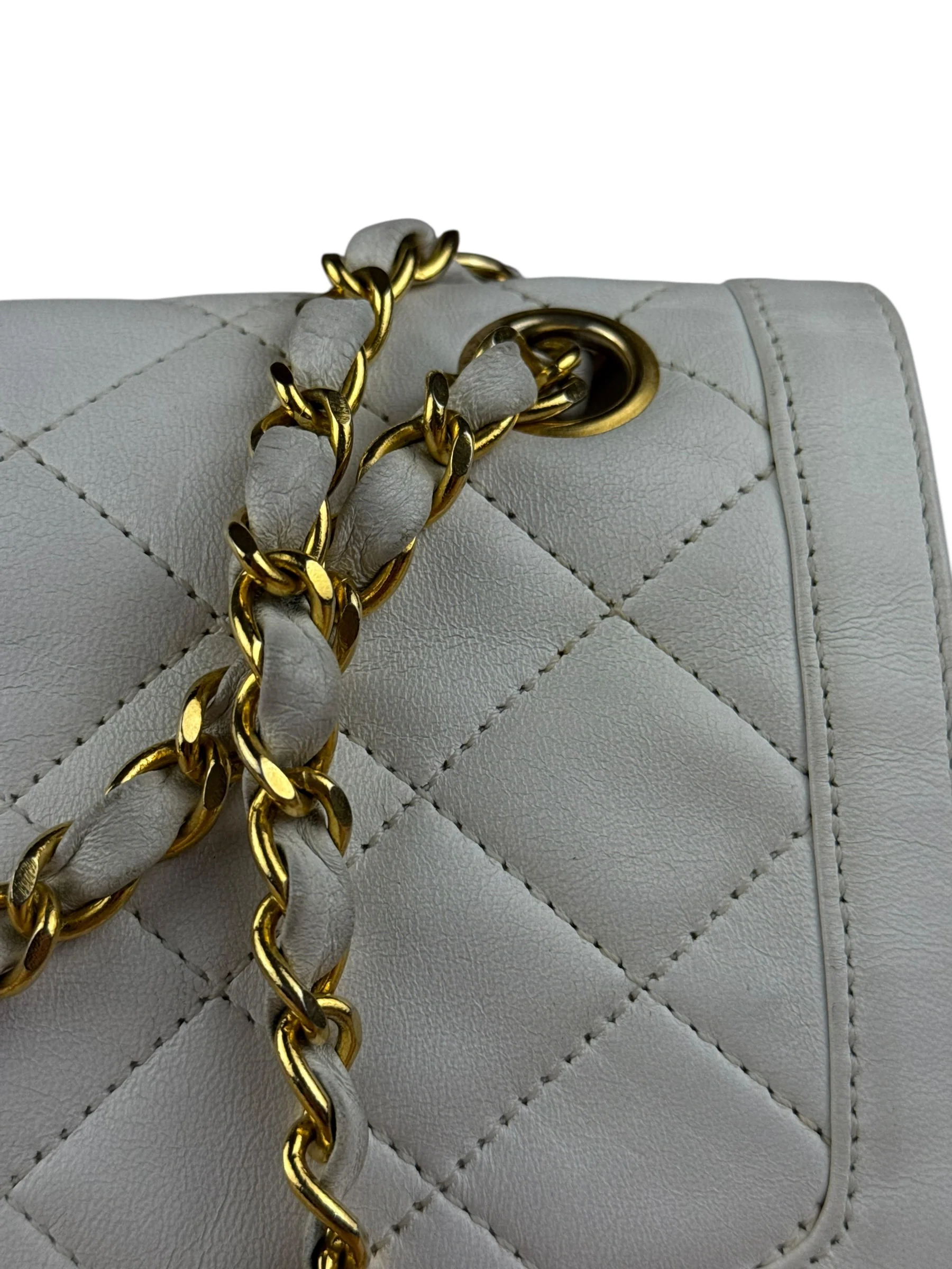 Chanel CC White Quilted Double Flap Bag 1988 - Image 10