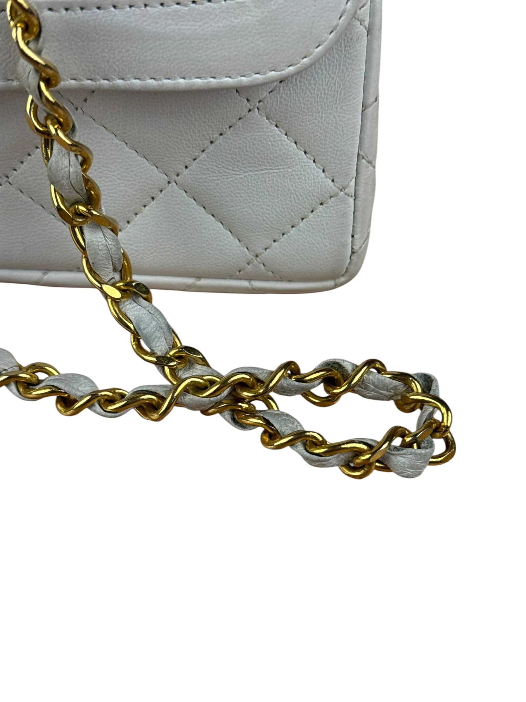 Chanel CC White Quilted Double Flap Bag 1988 - Image 12