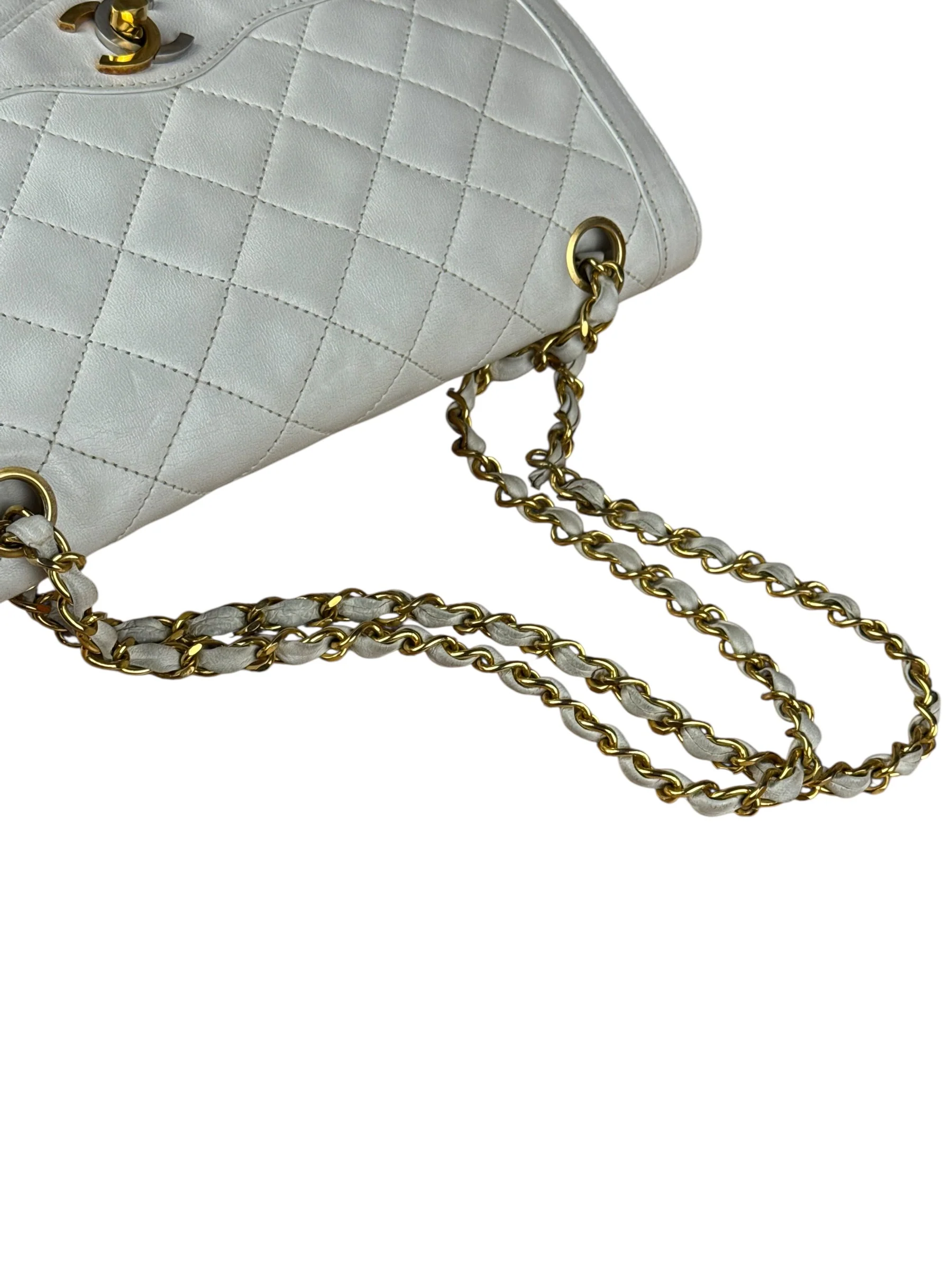 Chanel CC White Quilted Double Flap Bag 1988 - Image 18