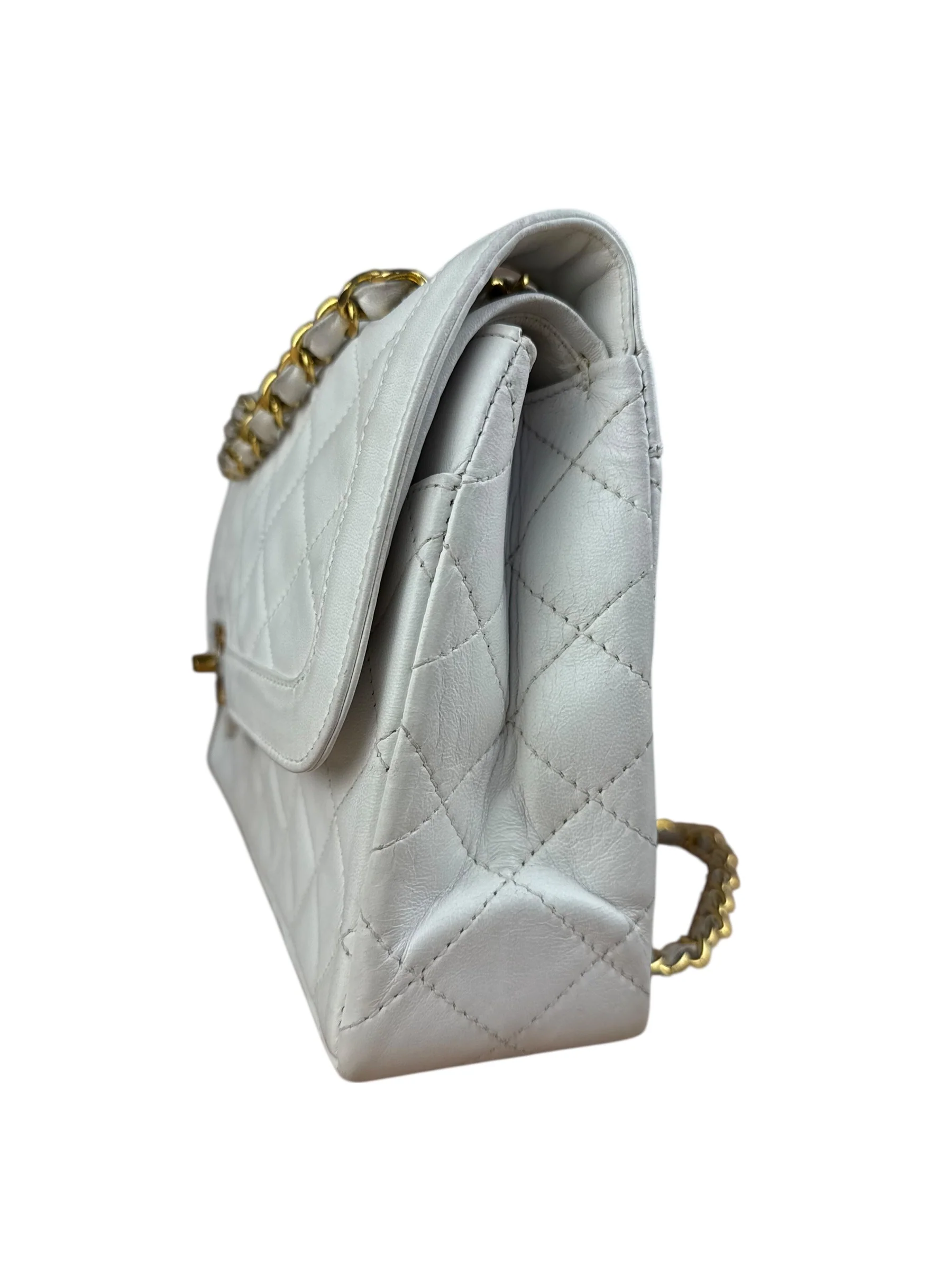 Chanel CC White Quilted Double Flap Bag 1988 - Image 4