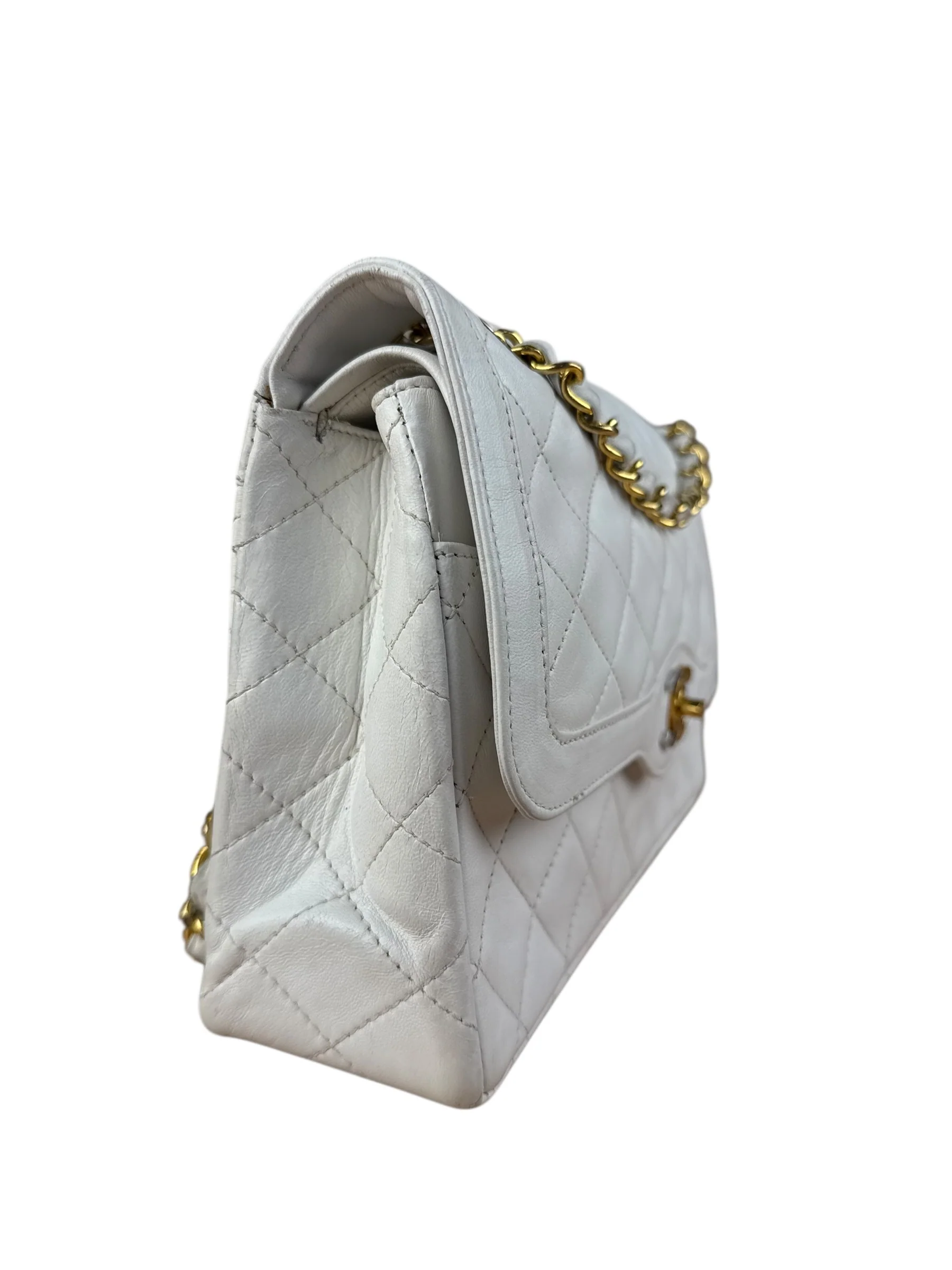 Chanel CC White Quilted Double Flap Bag 1988 - Image 5