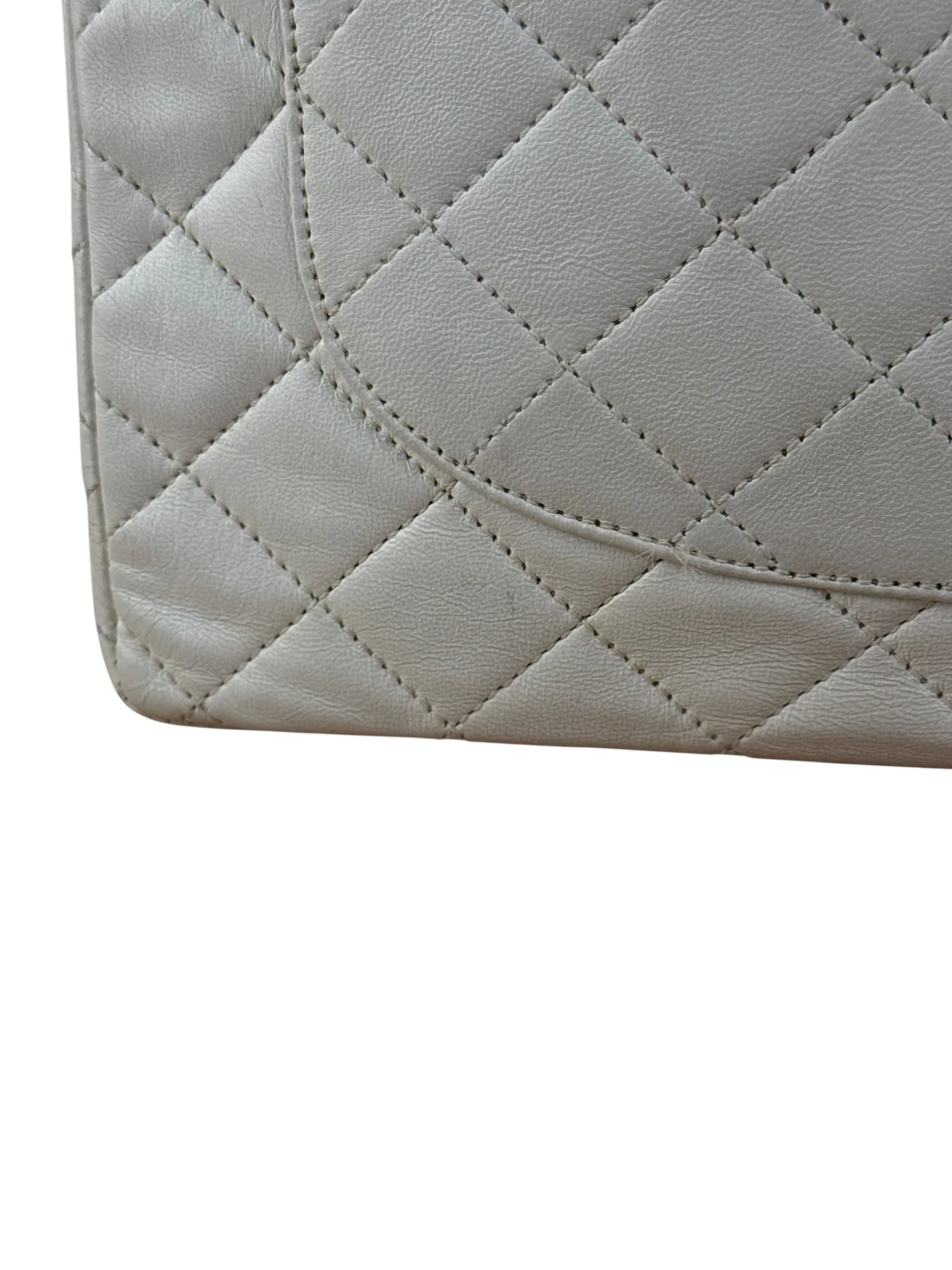 Chanel CC White Quilted Double Flap Bag 1988 - Image 7