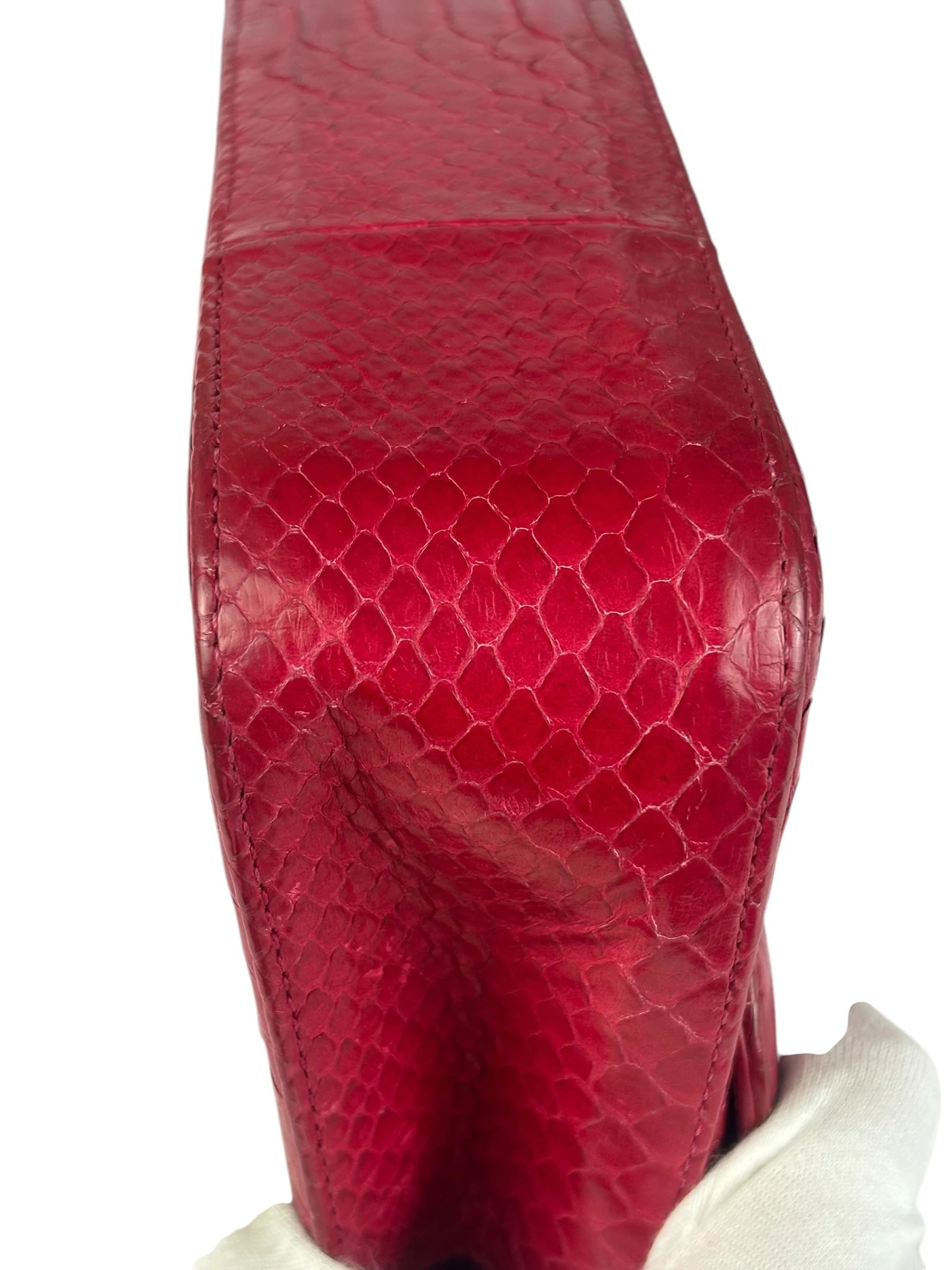 Chanel Classic Double Flap Python Bag Pink 2014 - Image 12