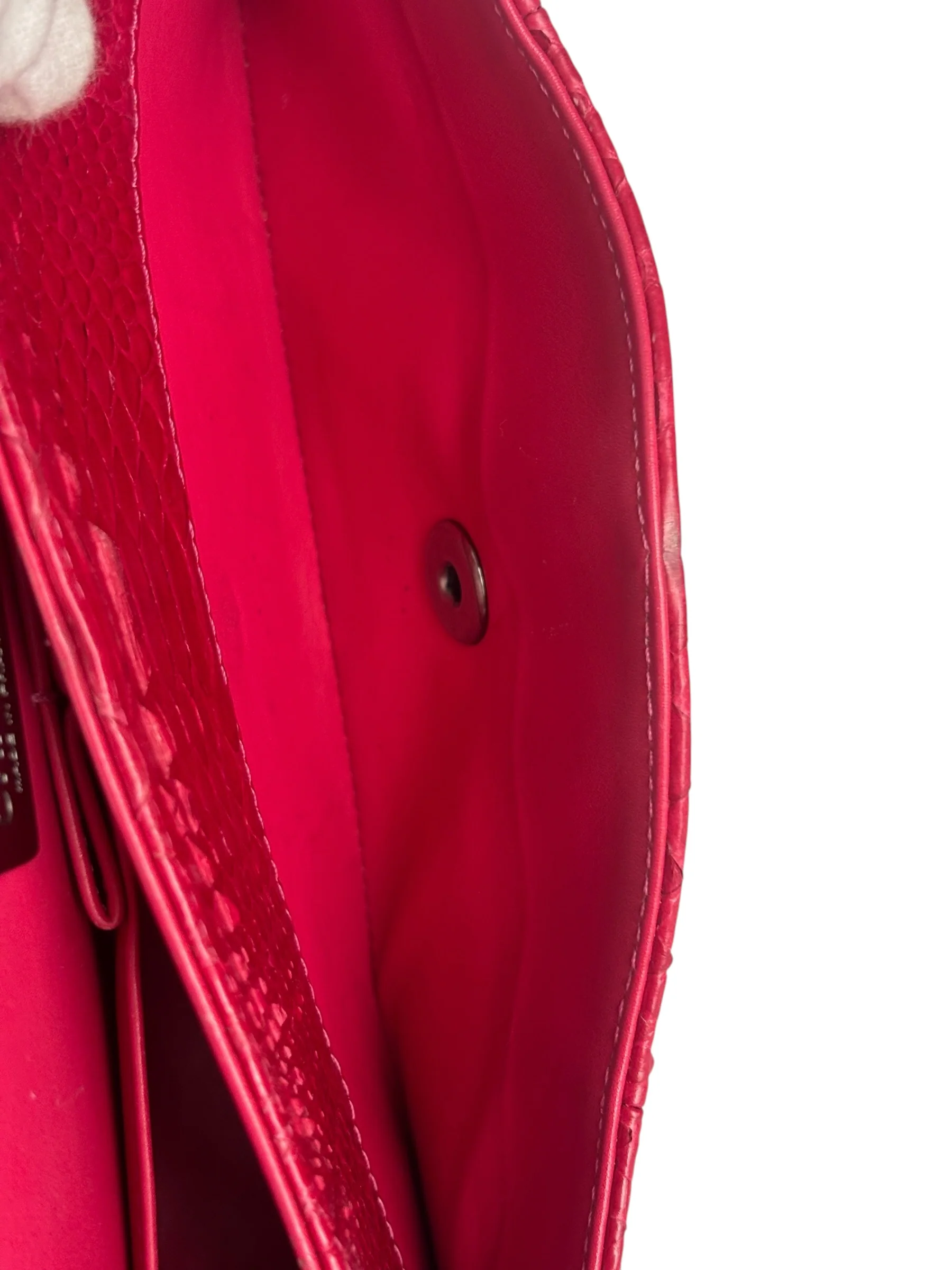 Chanel Classic Double Flap Python Bag Pink 2014 - Image 17
