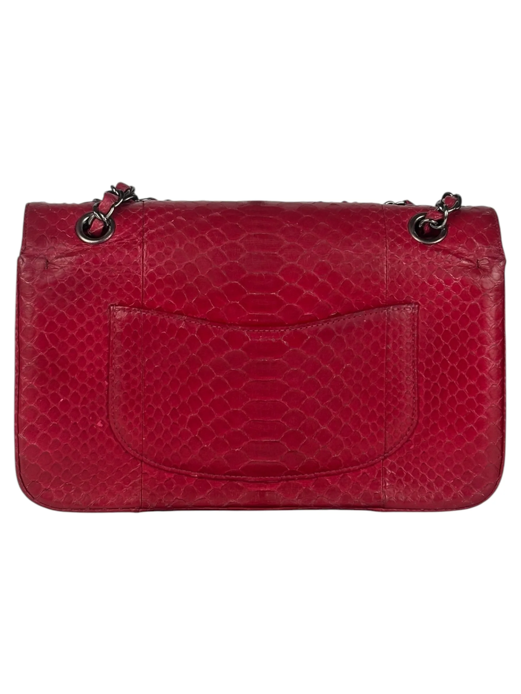 Chanel Classic Double Flap Python Bag Pink 2014 - Image 3