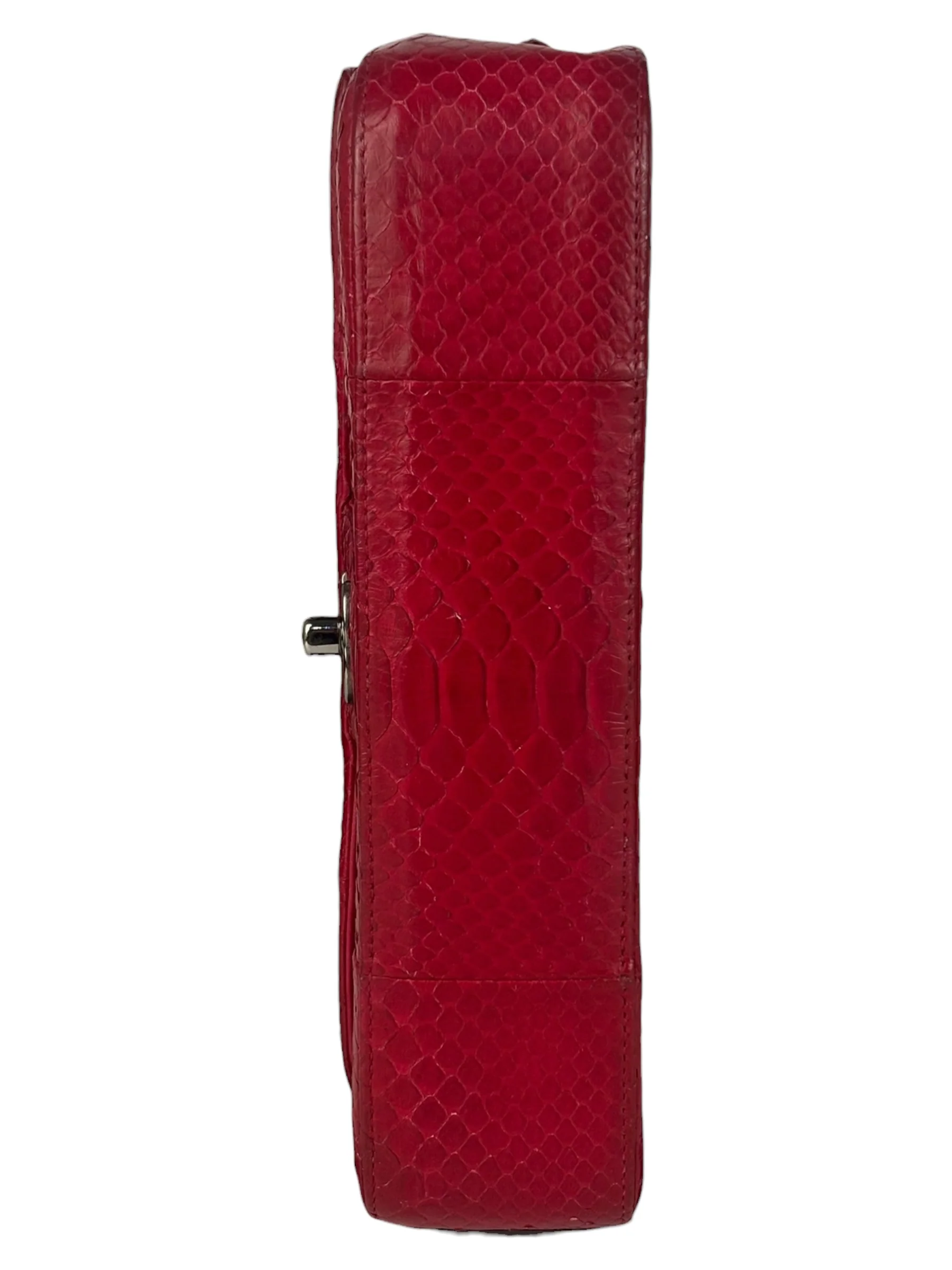 Chanel Classic Double Flap Python Bag Pink 2014 - Image 4