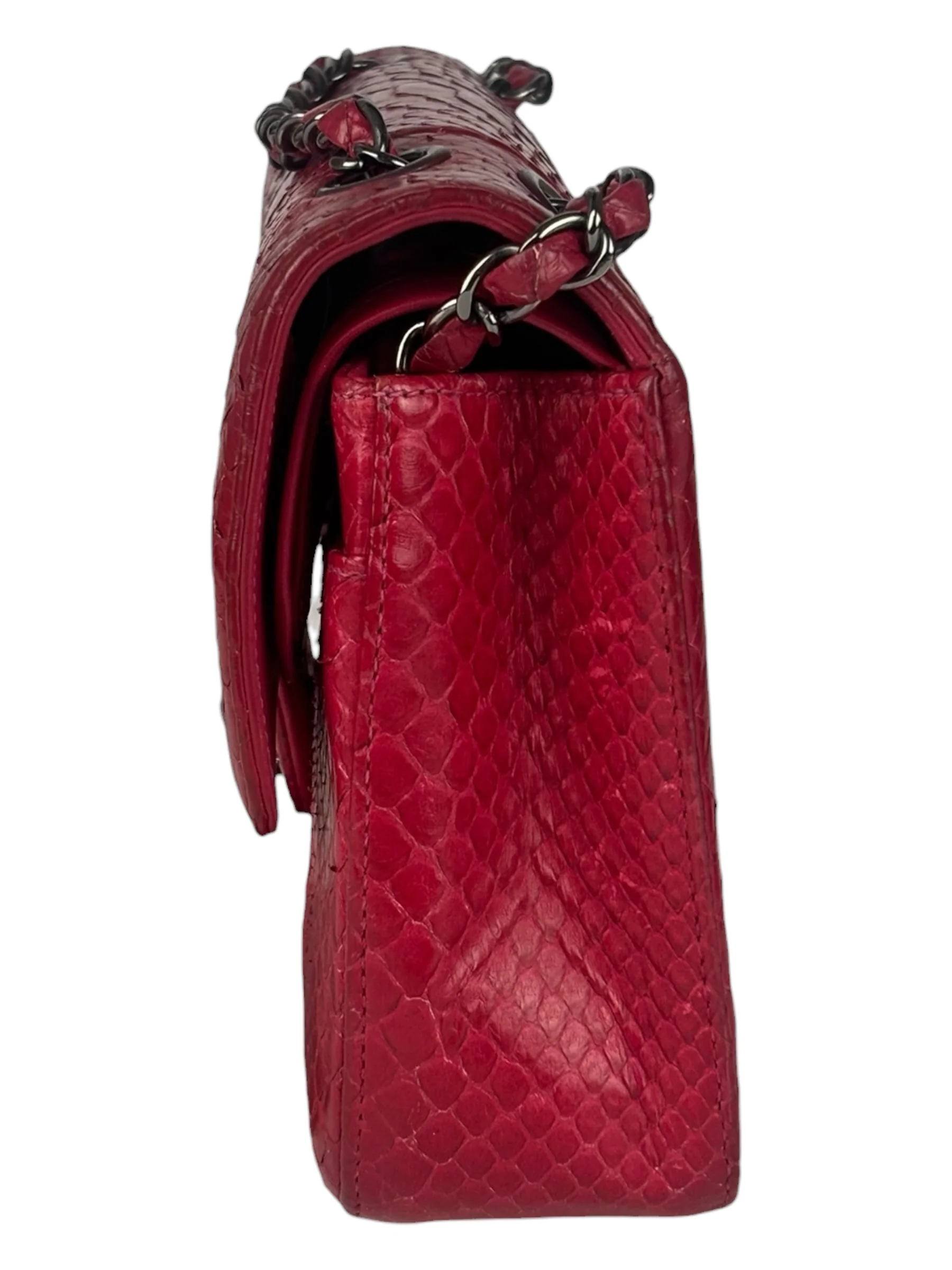Chanel Classic Double Flap Python Bag Pink 2014 - Image 5