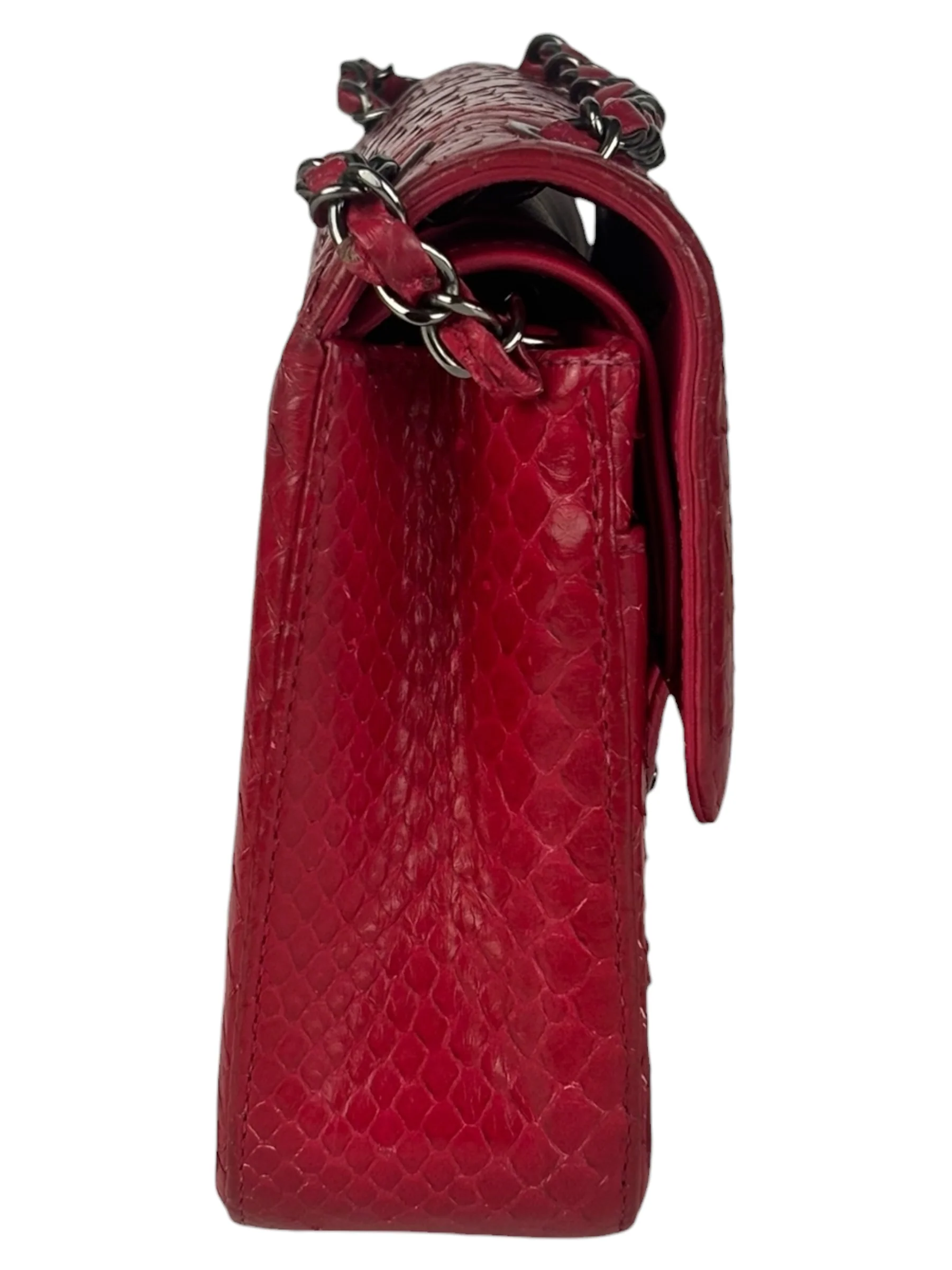 Chanel Classic Double Flap Python Bag Pink 2014 - Image 6