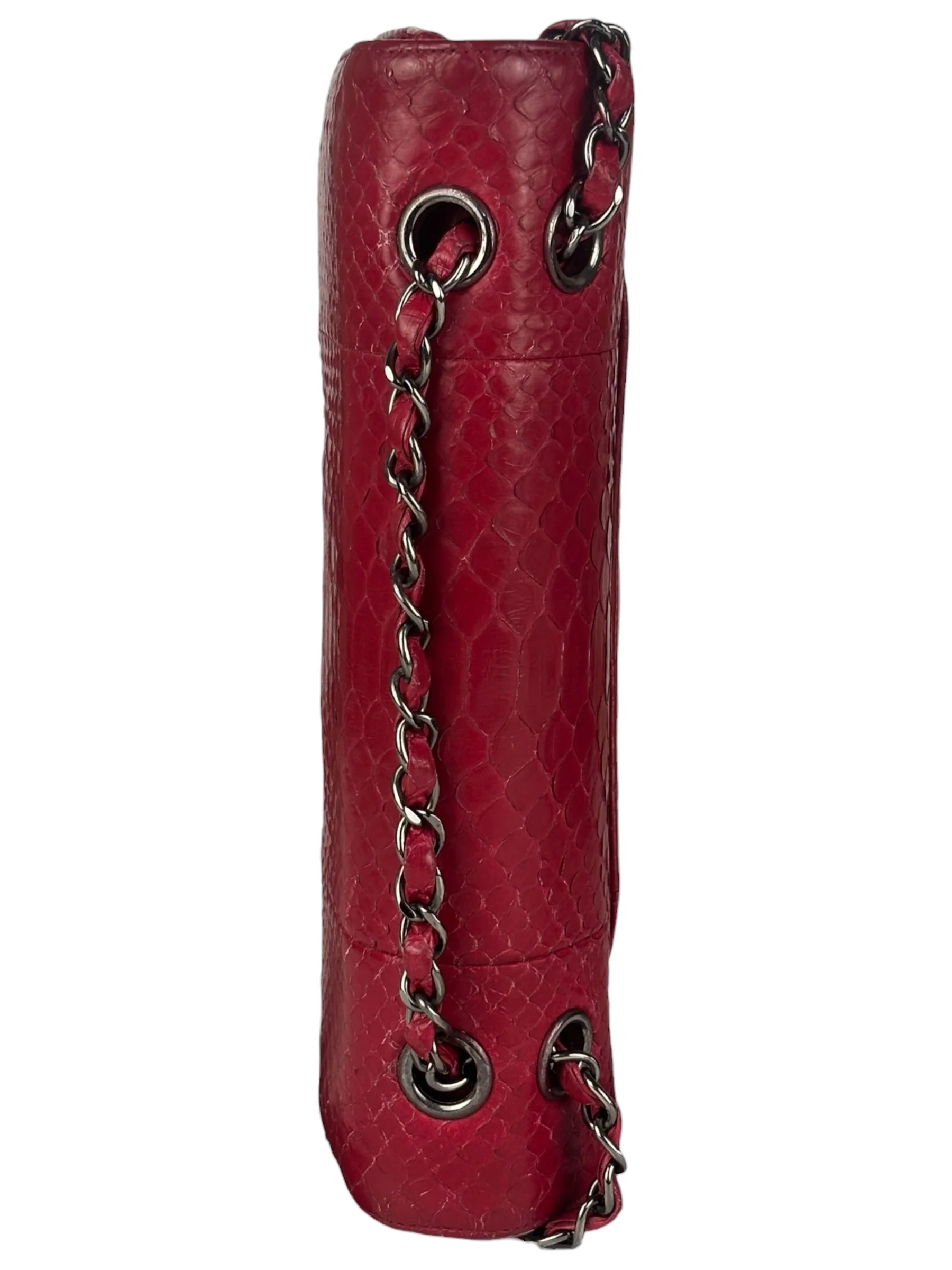 Chanel Classic Double Flap Python Bag Pink 2014 - Image 9