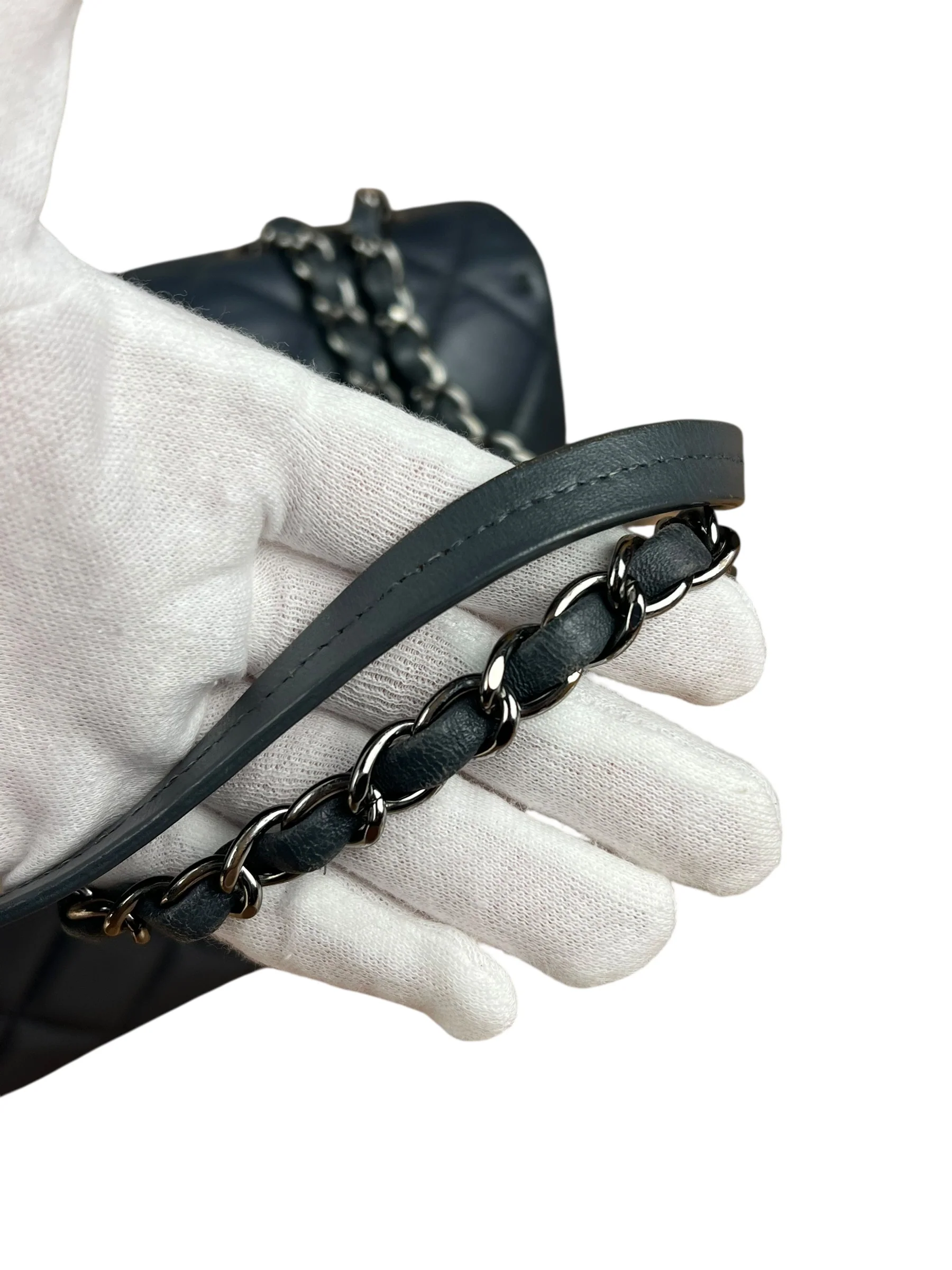 Chanel Dark Grey Quilted Leather Loop Flap Bag 2014 - Image 12