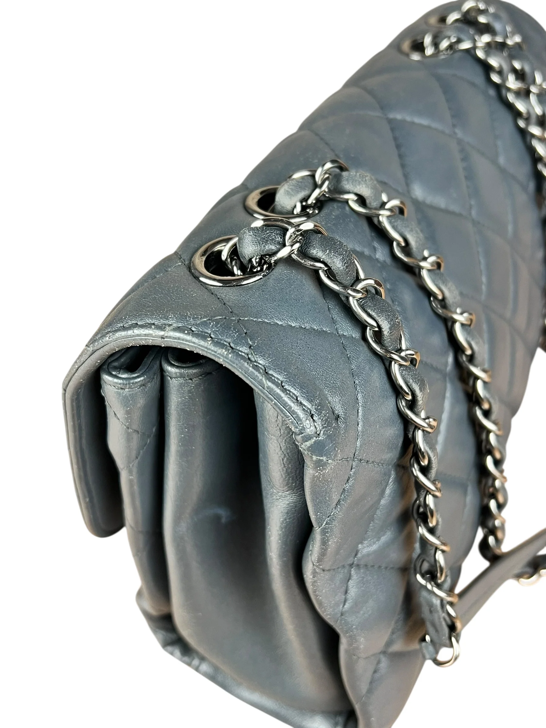 Chanel Dark Grey Quilted Leather Loop Flap Bag 2014 - Image 13