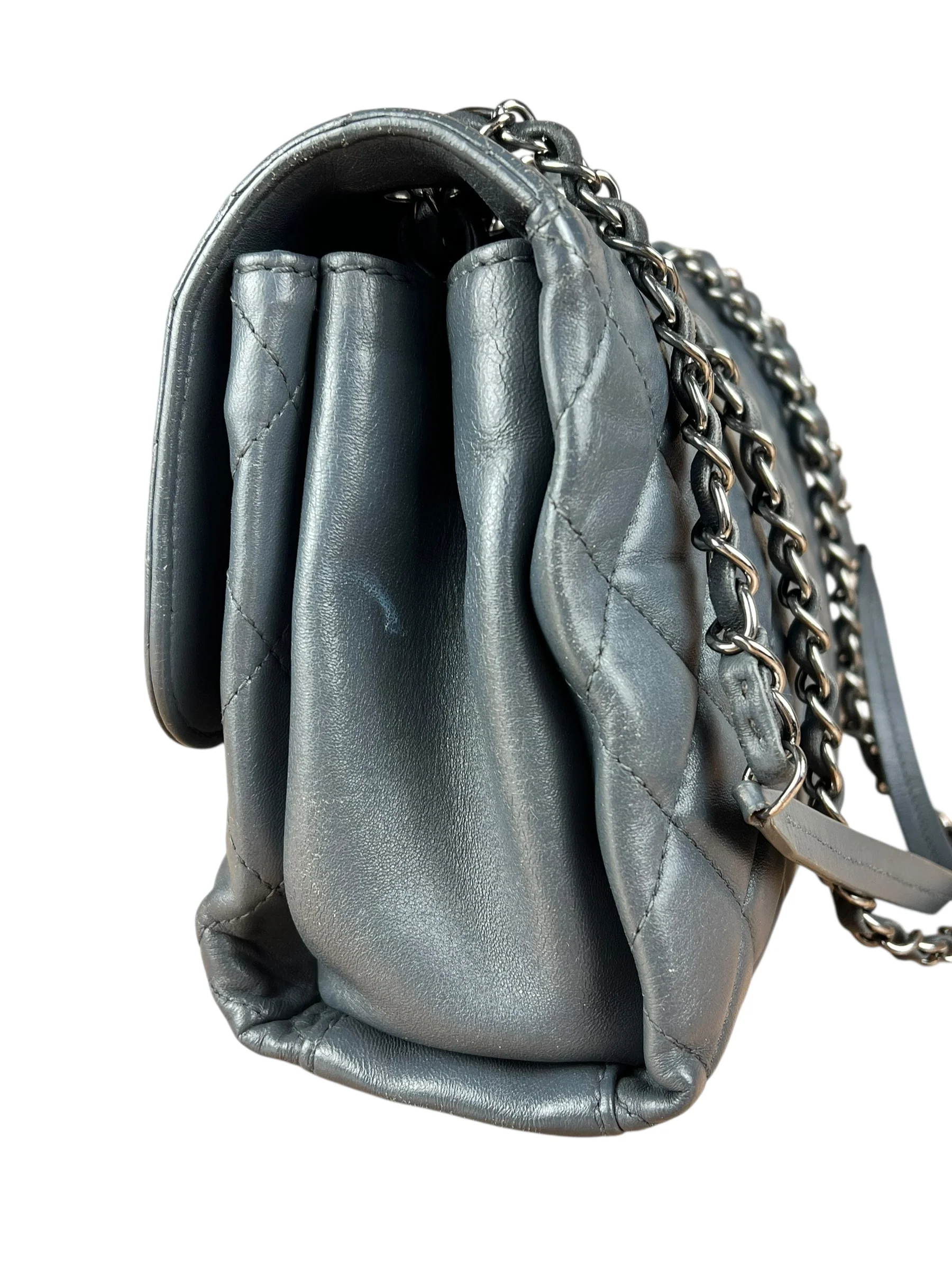 Chanel Dark Grey Quilted Leather Loop Flap Bag 2014 - Image 14