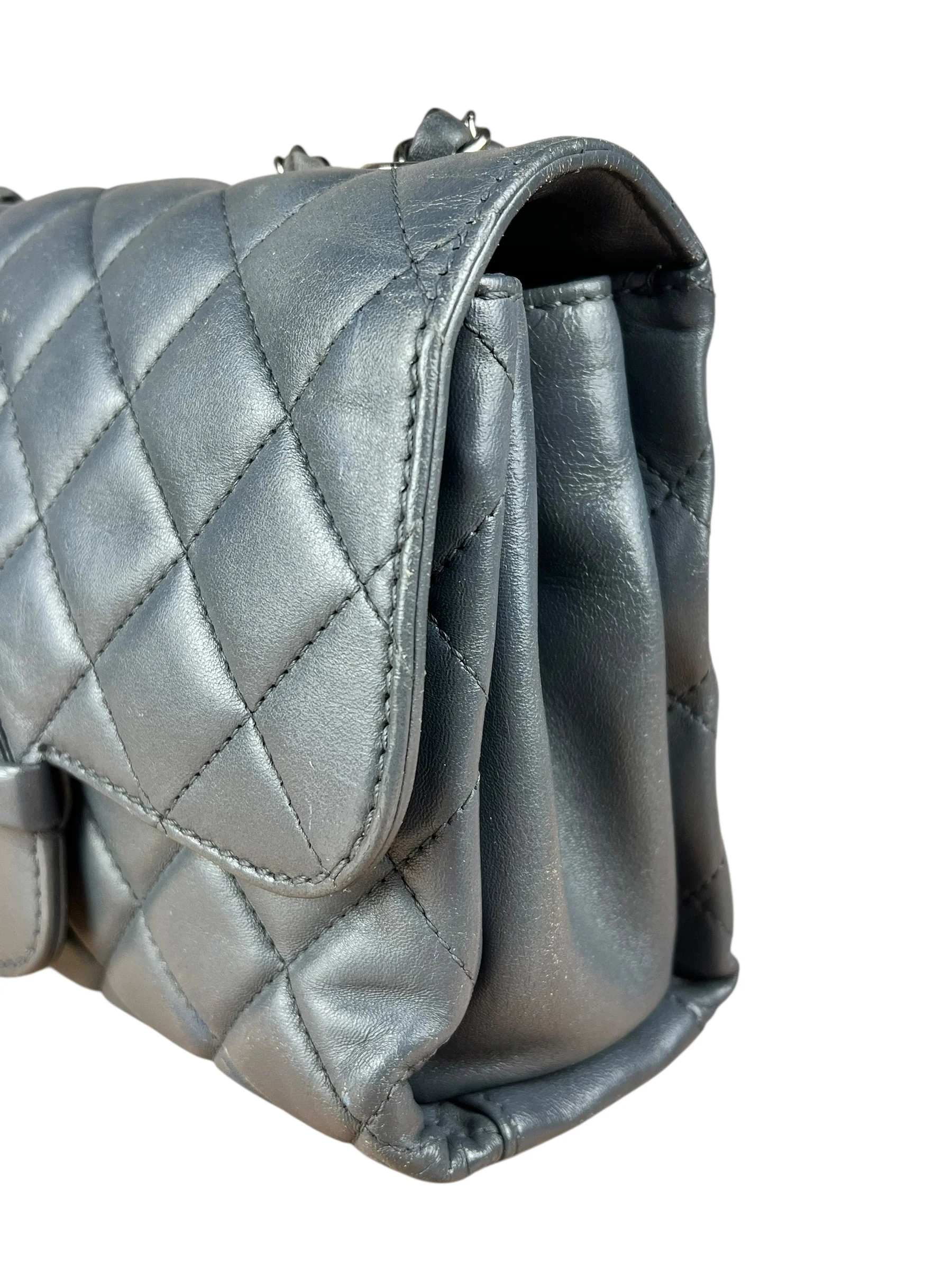 Chanel Dark Grey Quilted Leather Loop Flap Bag 2014 - Image 15