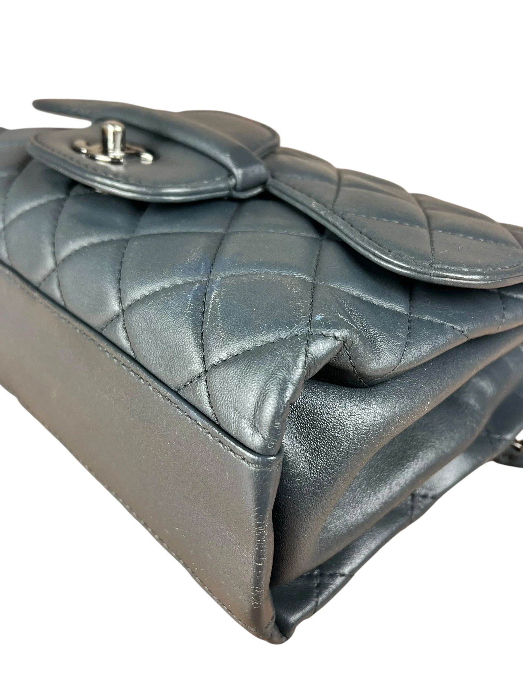 Chanel Dark Grey Quilted Leather Loop Flap Bag 2014 - Image 16