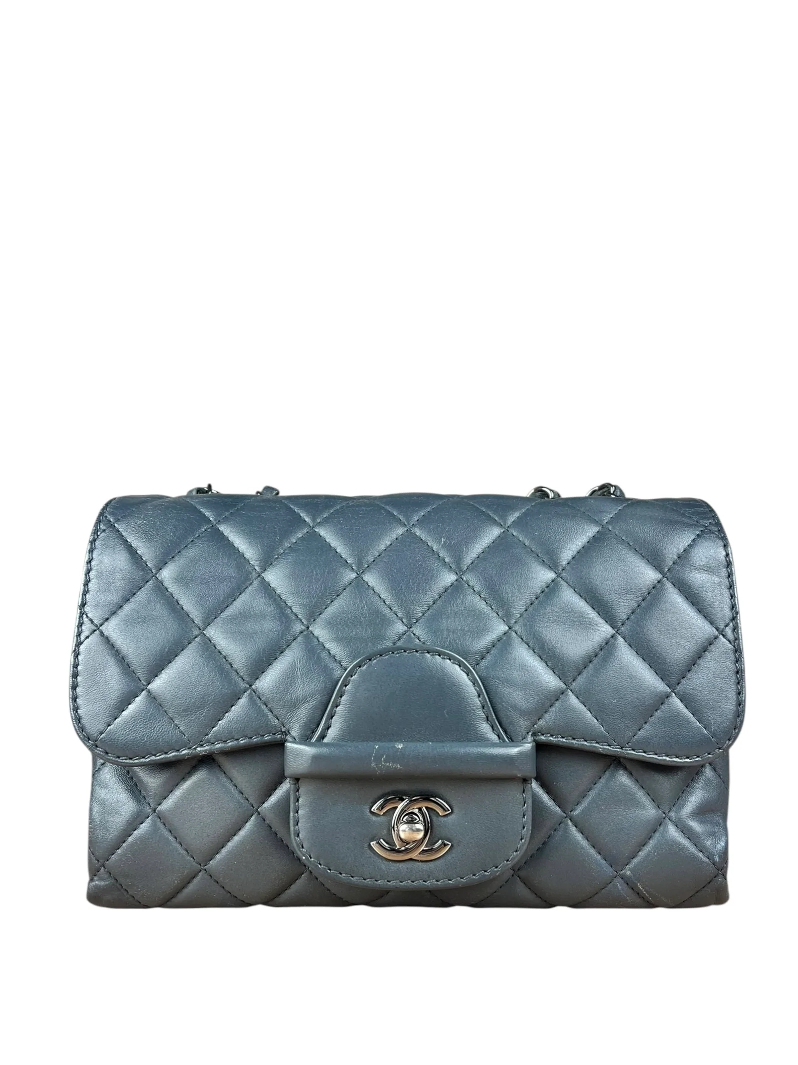 Chanel Dark Grey Quilted Leather Loop Flap Bag 2014 - Image 2