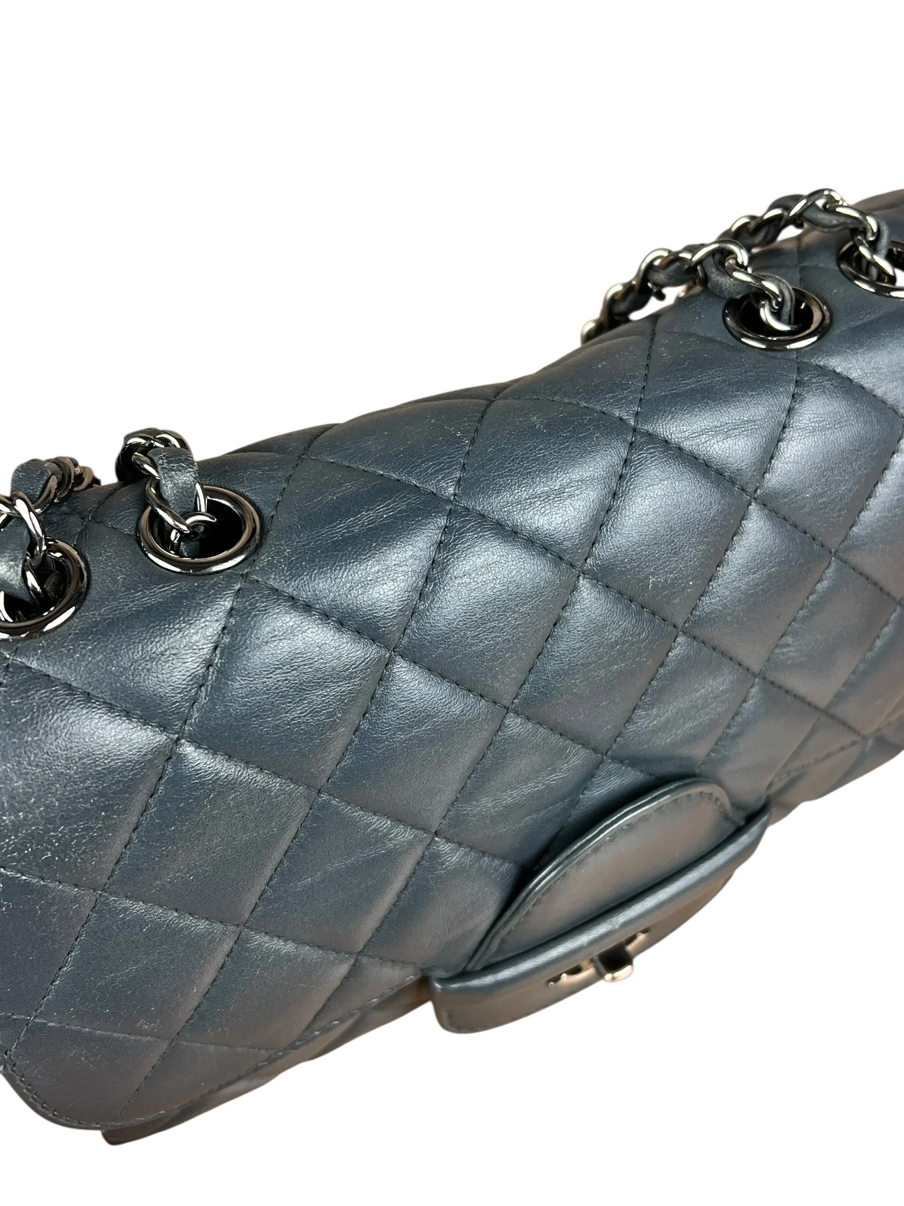 Chanel Dark Grey Quilted Leather Loop Flap Bag 2014 - Image 21