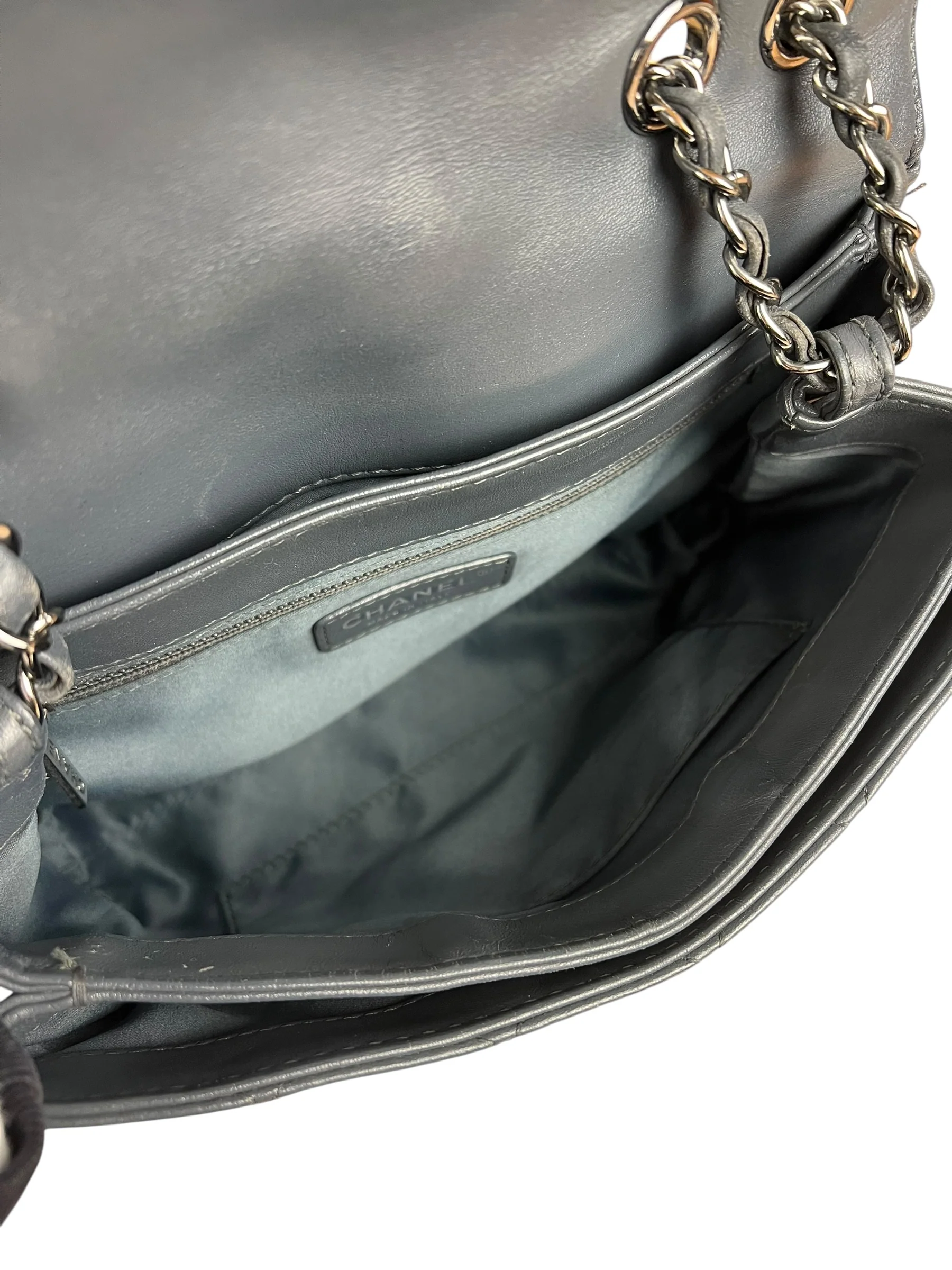 Chanel Dark Grey Quilted Leather Loop Flap Bag 2014 - Image 28