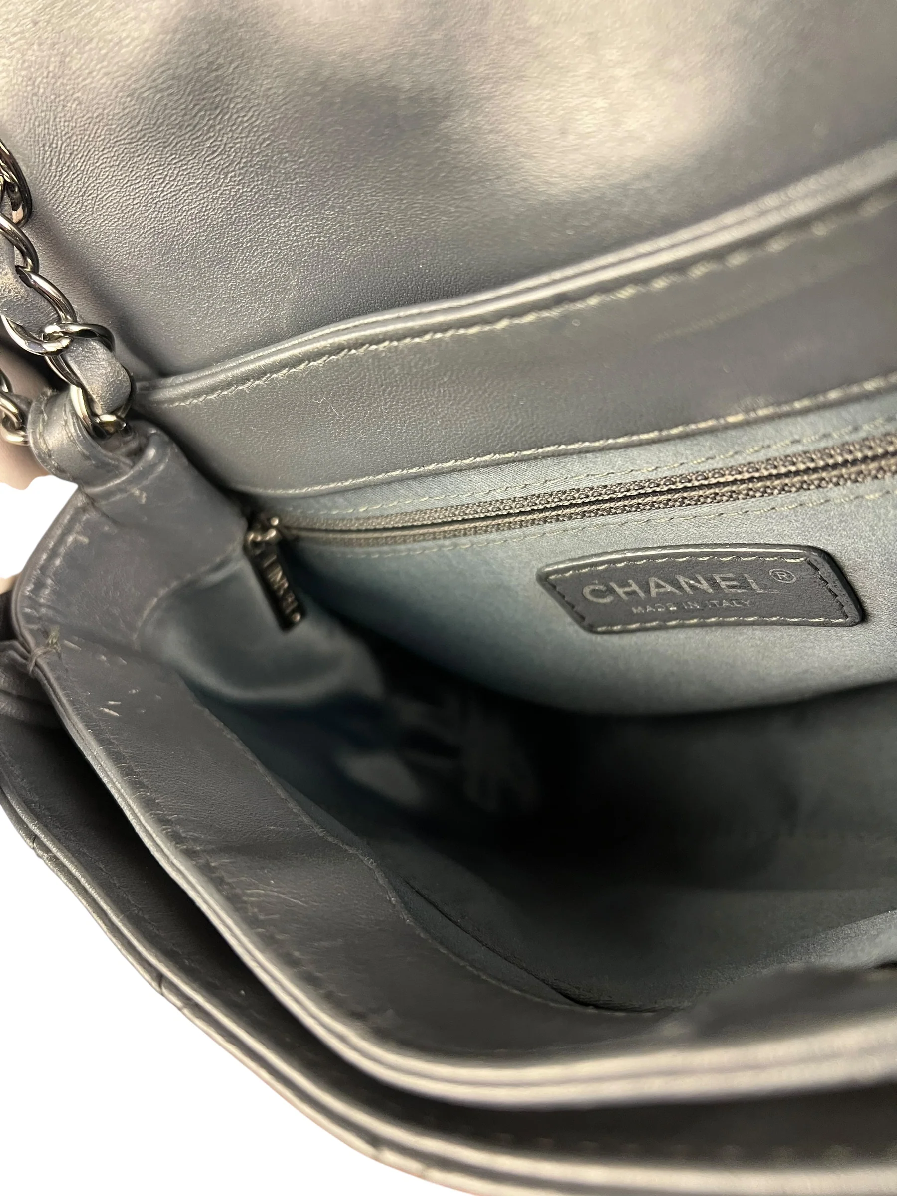 Chanel Dark Grey Quilted Leather Loop Flap Bag 2014 - Image 29