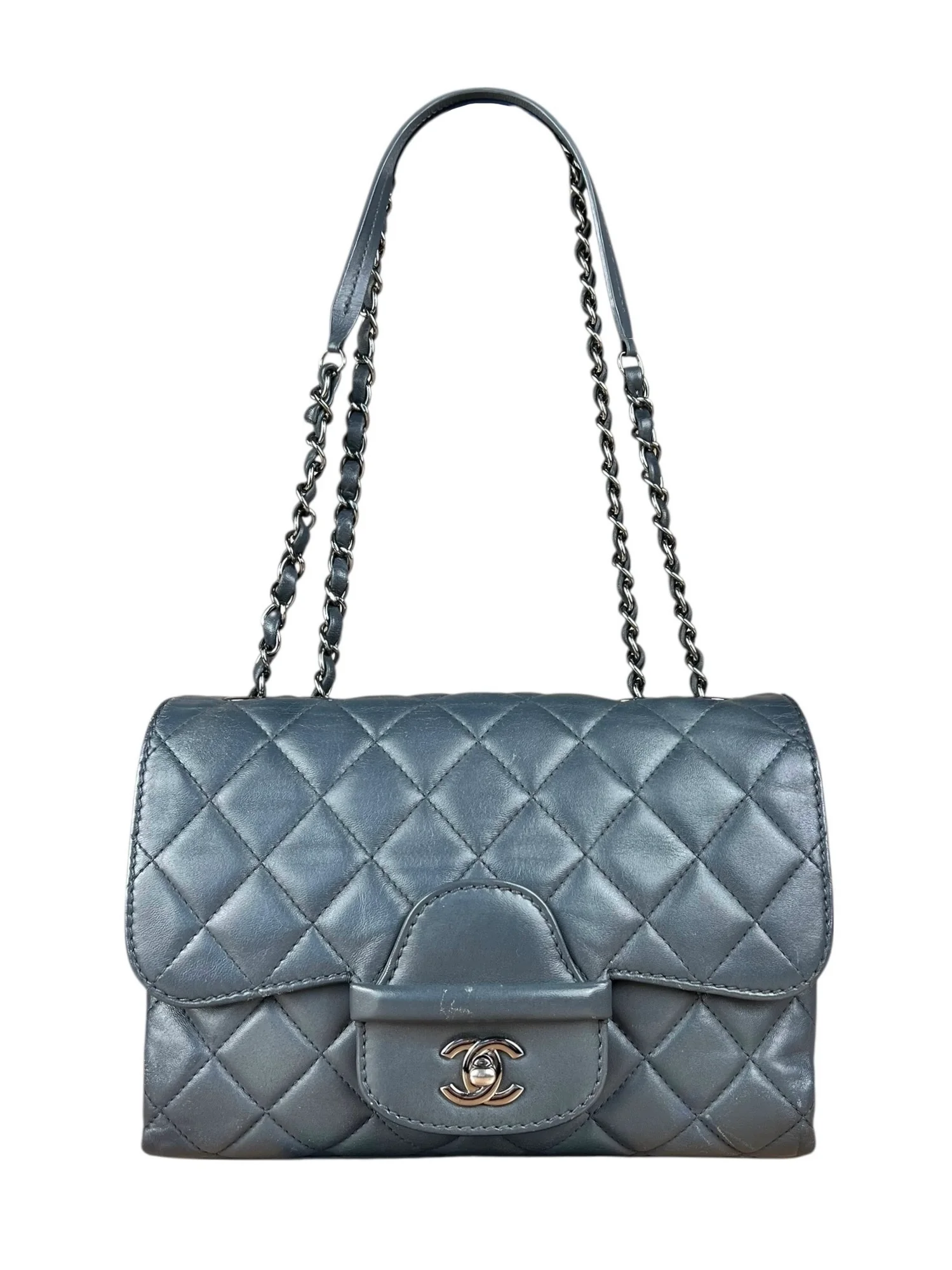 Chanel Dark Grey Quilted Leather Loop Flap Bag 2014 - Image 3