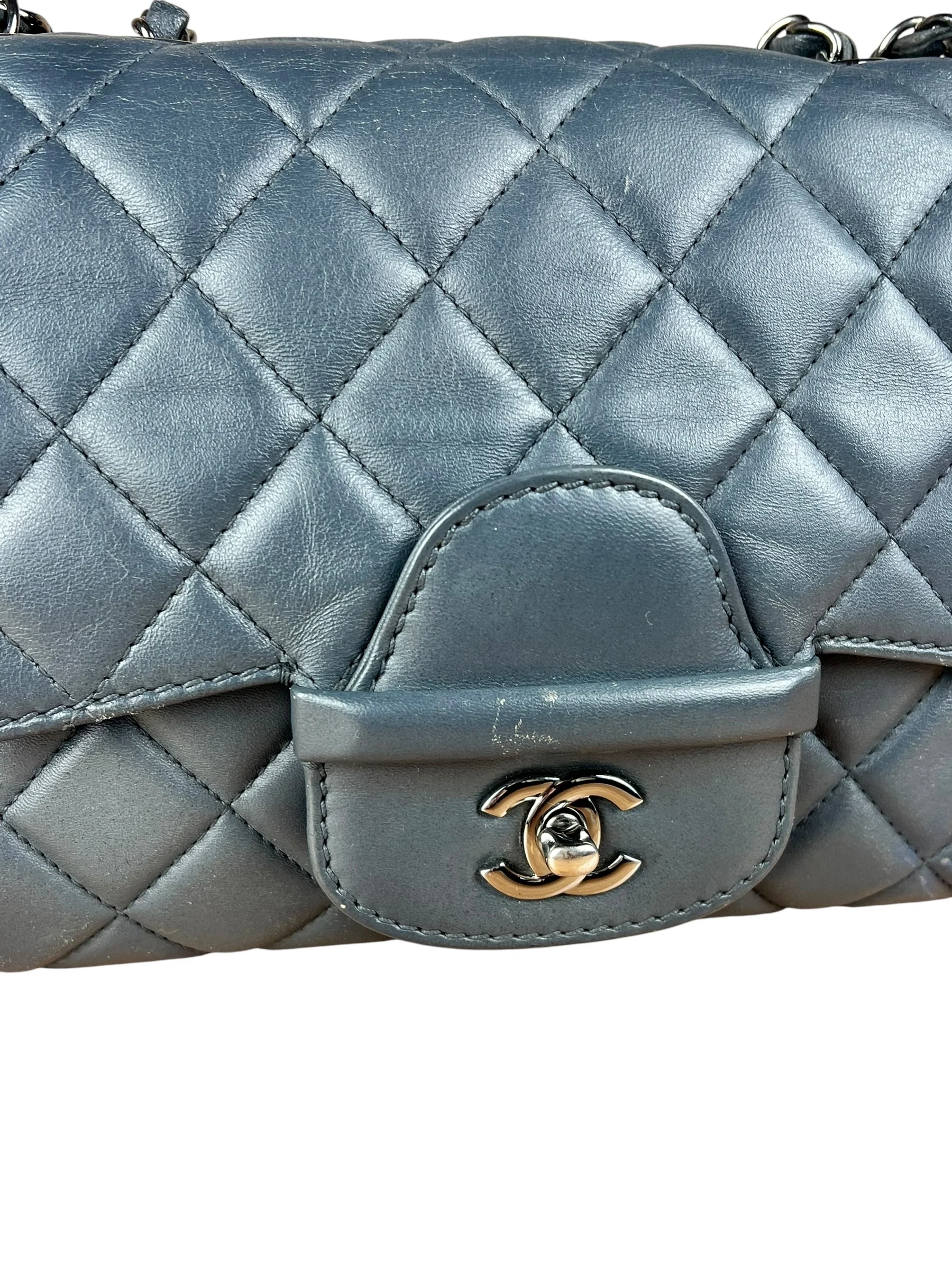 Chanel Dark Grey Quilted Leather Loop Flap Bag 2014 - Image 4