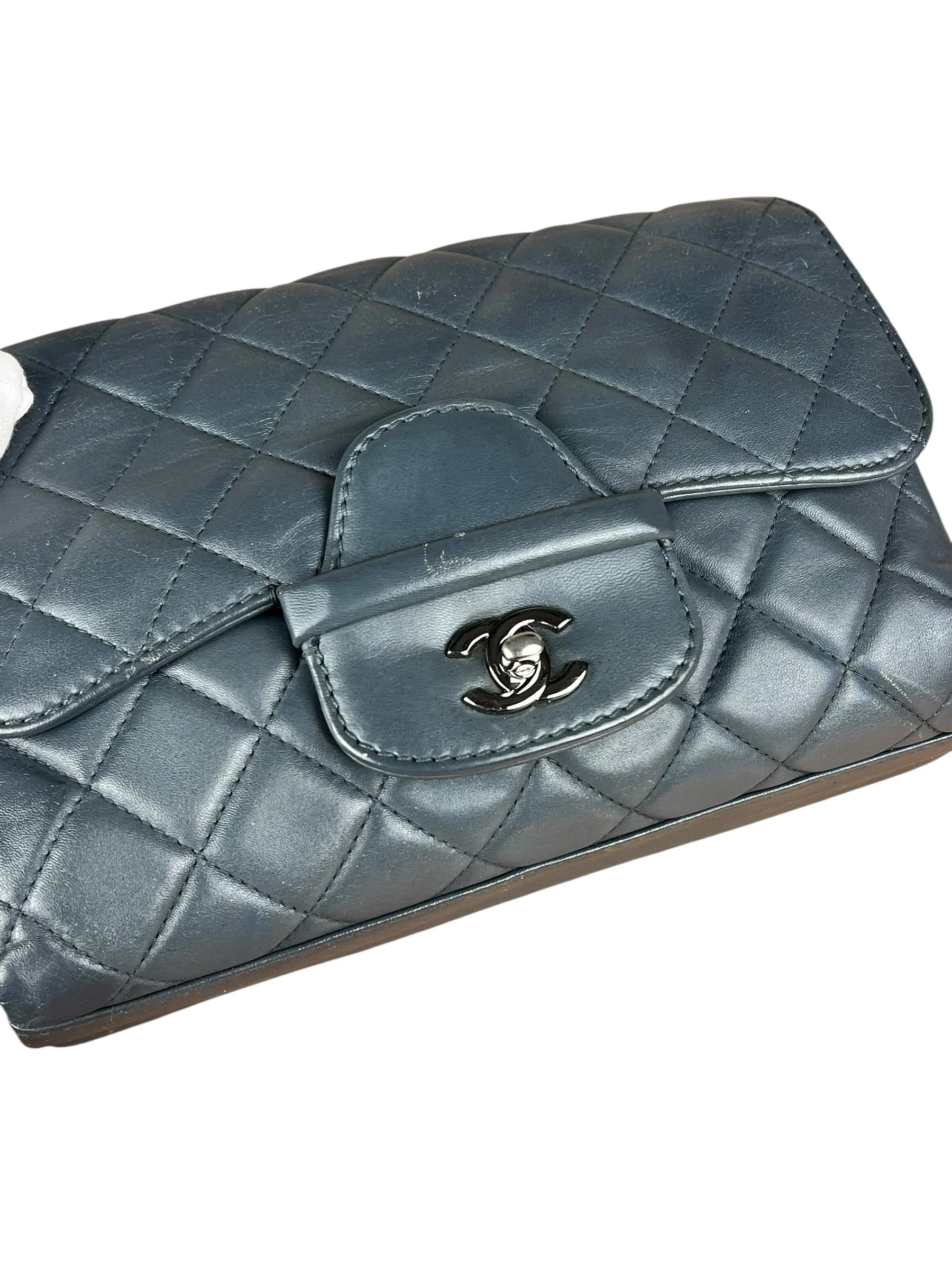 Chanel Dark Grey Quilted Leather Loop Flap Bag 2014 - Image 5