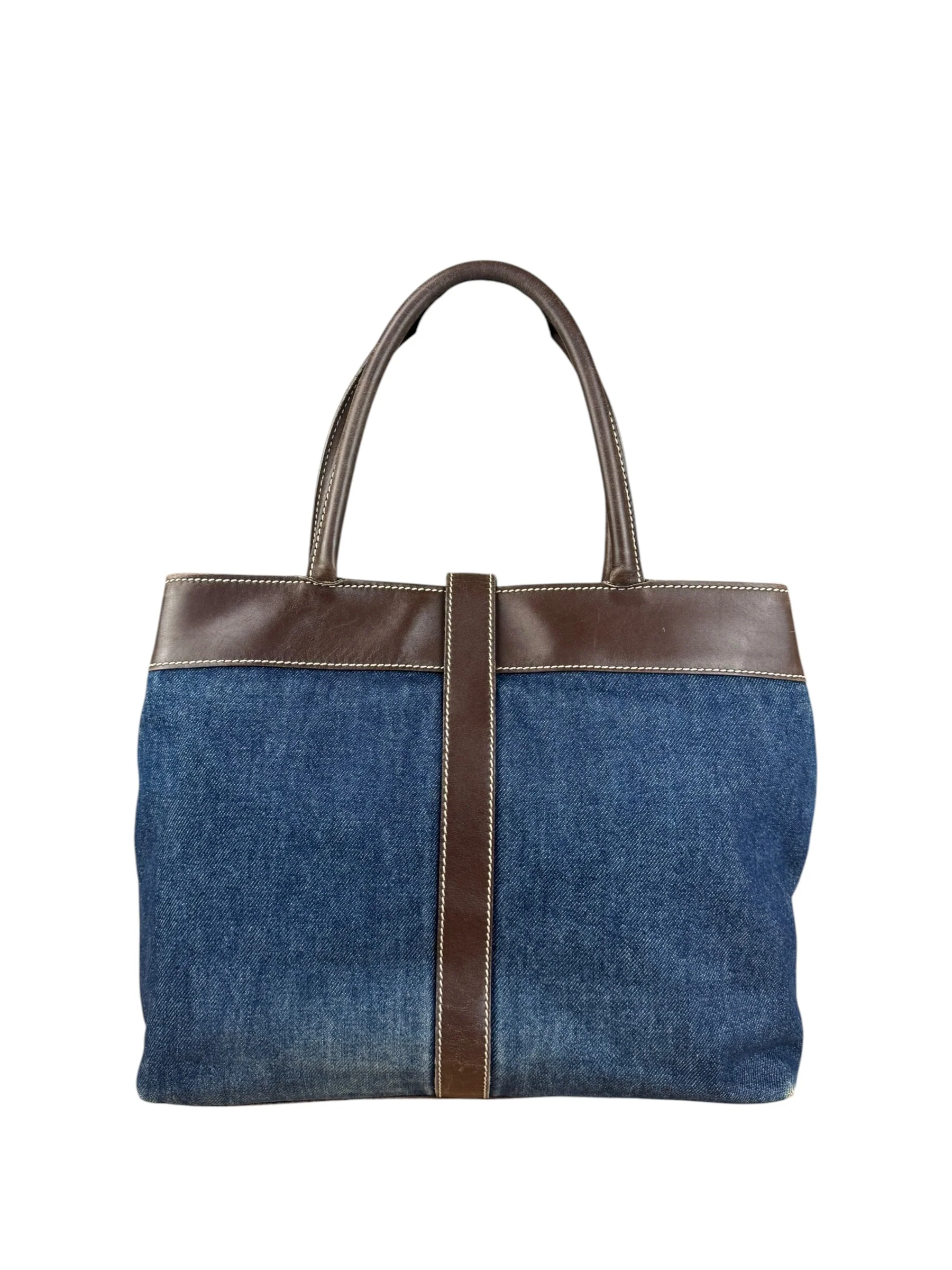 Chanel Denim CC Leather Lined Tote Bag 2001 - Image 11